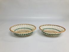 A PAIR OF LATE C18TH. OVAL OPEN BASKETS (CREAMWARE) WIDTH 22.5CM.
