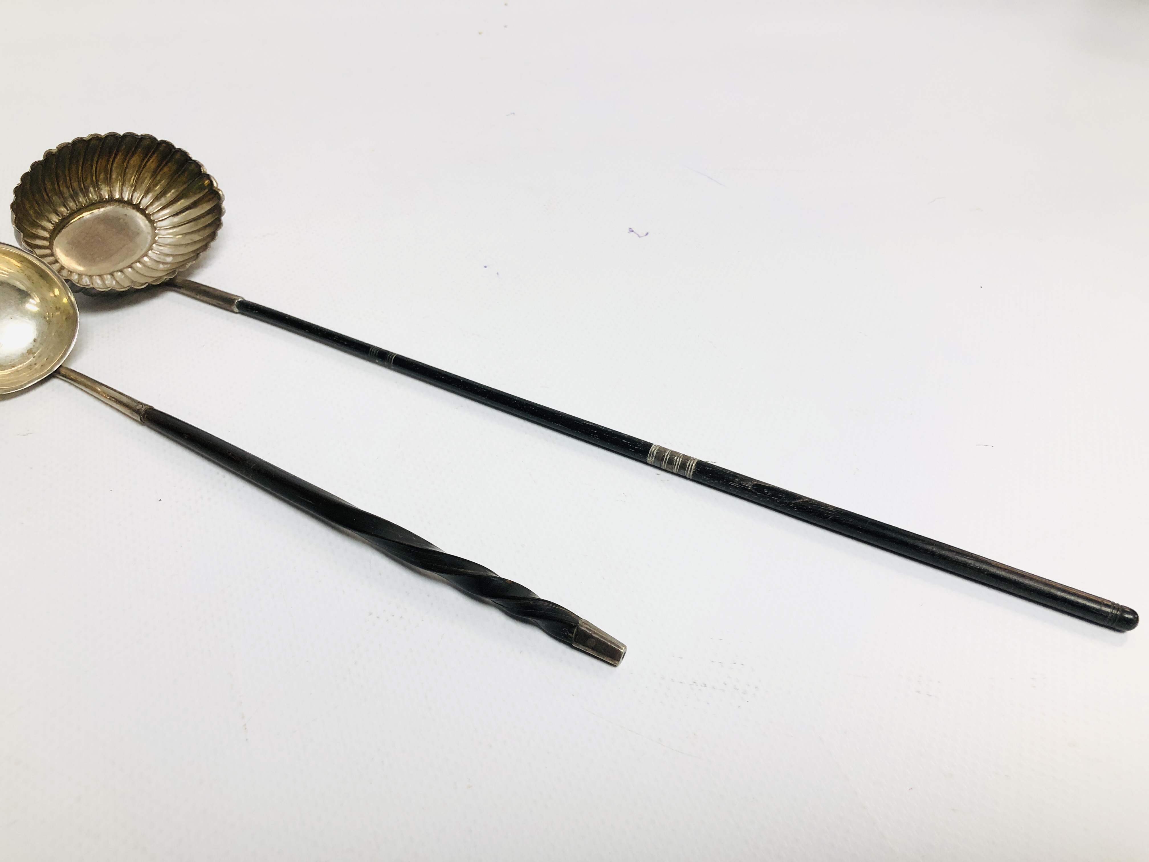 A PUNCH LADLE WITH SILVER BOWL, BIRMINGHAM ASSAY ALONG WITH A TODDY LADLE WITH SILVER BOWL, - Image 4 of 4