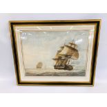 WATERCOLOUR "A PAIR OF BRITISH NAVY FRIGATES" NO VISIBLE SIGNATURE, 49.5CM X 68CM.