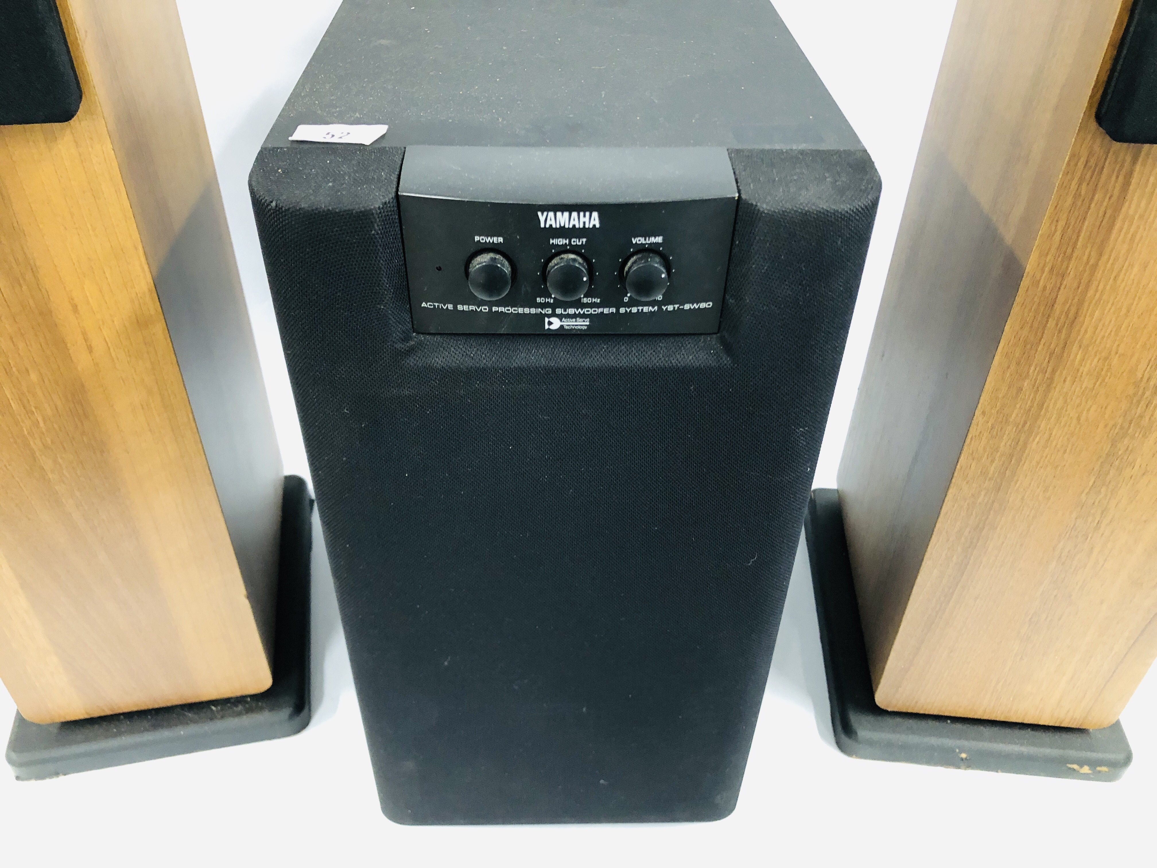 YAMAHA ACTIVE SERVO PROCESSING SUBWOOFER SYSTEM XST-SW80 ALONG WITH A PAIR OF FLOOR STANDING TIB - Image 3 of 8