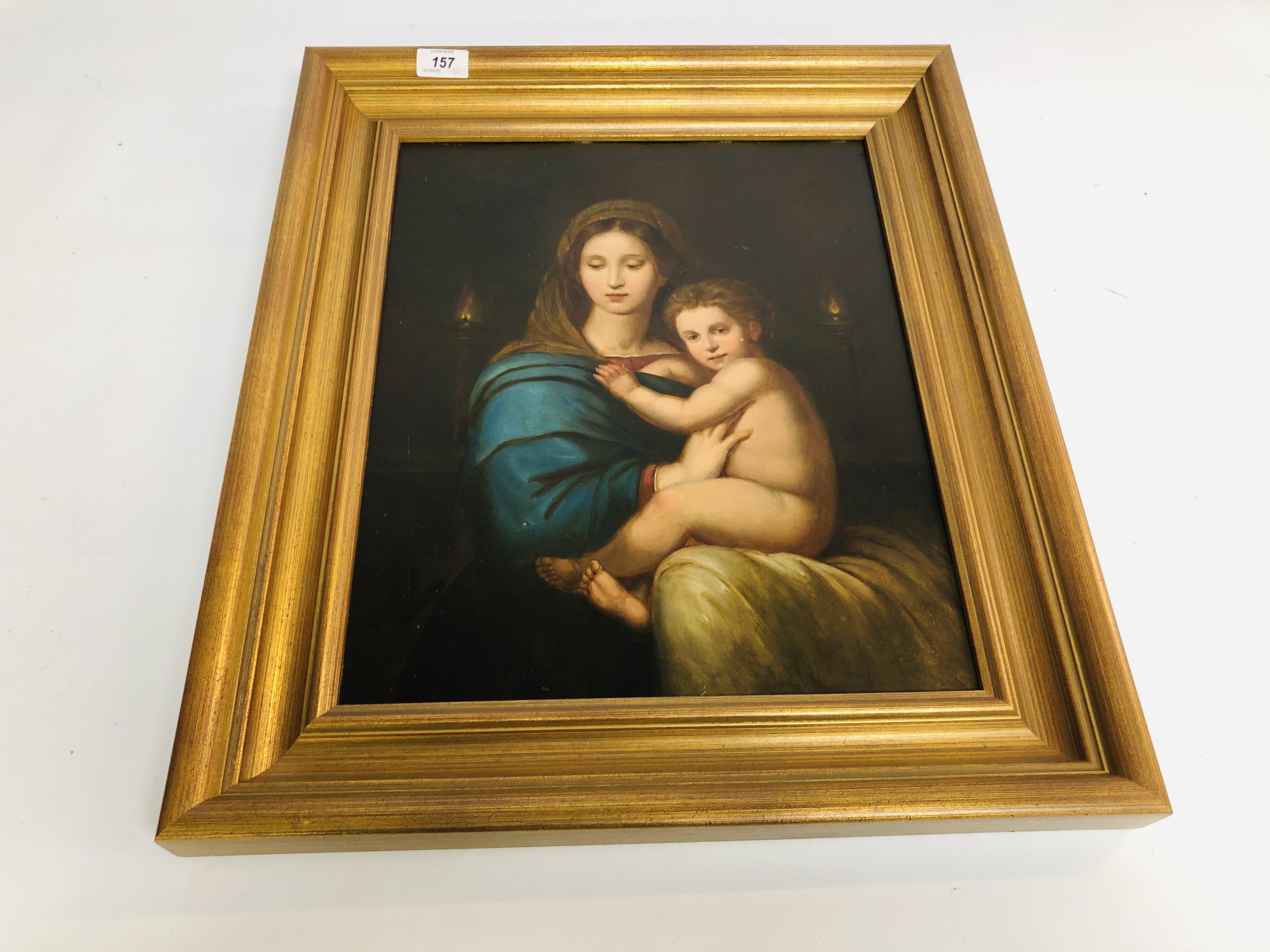 C19th SCHOOL: VIRGIN AND CHILD AFTER C17th ITALIAN OIL ON BOARD 43 X 35CM.