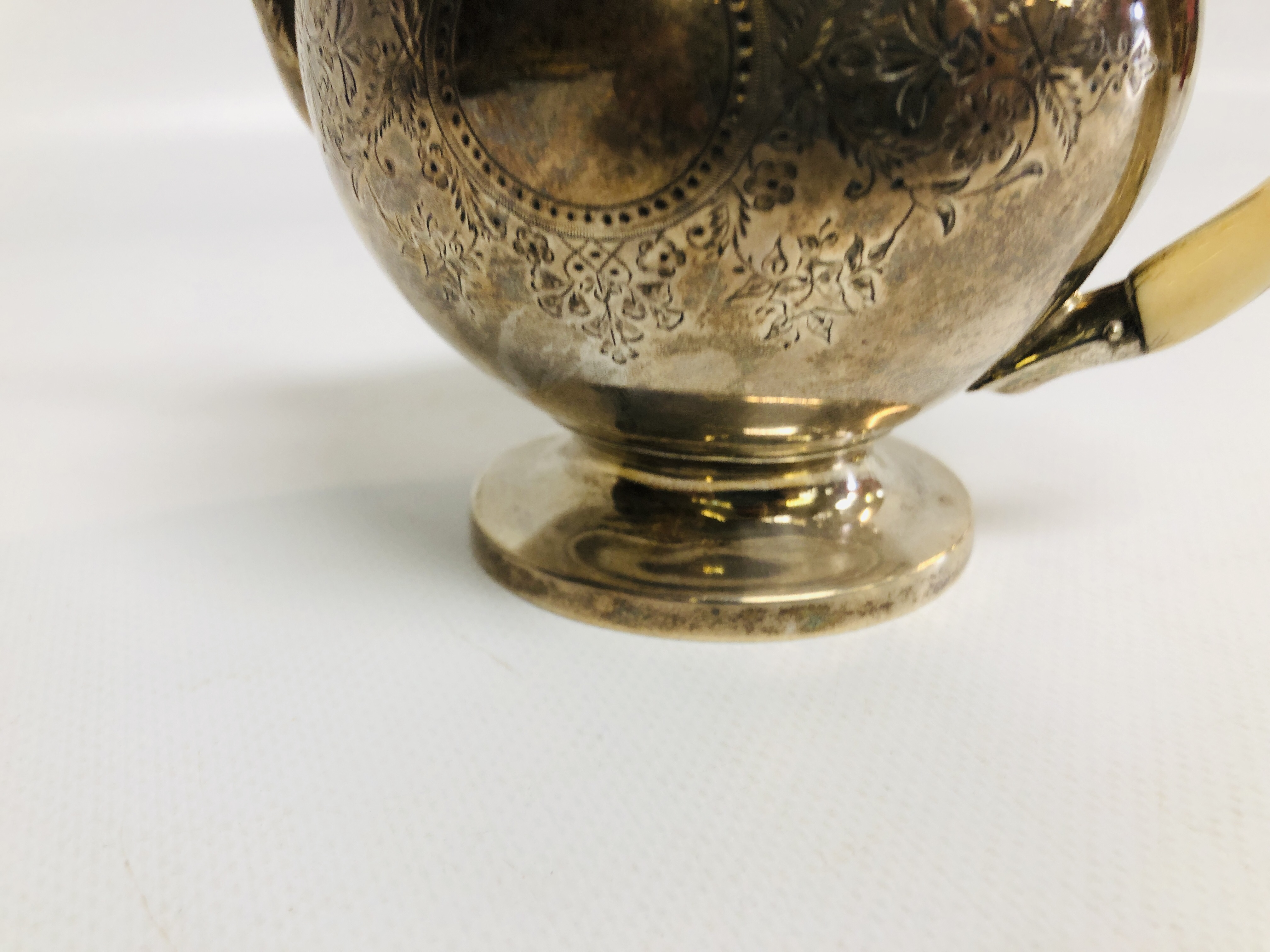 A VICTORIAN SILVER TEAPOT OF OVOID FORM THE BODY WITH VACANT CARTOUCHUS WITH IVORY HANDLE, BY G. - Image 5 of 11