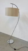 A MODERN DESIGNER CHROMIUM FLOOR STANDING LAMP WITH SATIN SHADE - SOLD AS SEEN
