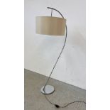 A MODERN DESIGNER CHROMIUM FLOOR STANDING LAMP WITH SATIN SHADE - SOLD AS SEEN