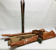 FOUR SHOTGUN SLEEVES, CARTRIDGE BELT, SLIM ELECTRONIC EAR DEFENDERS AND QTY OF GUN CLEANING RODS.