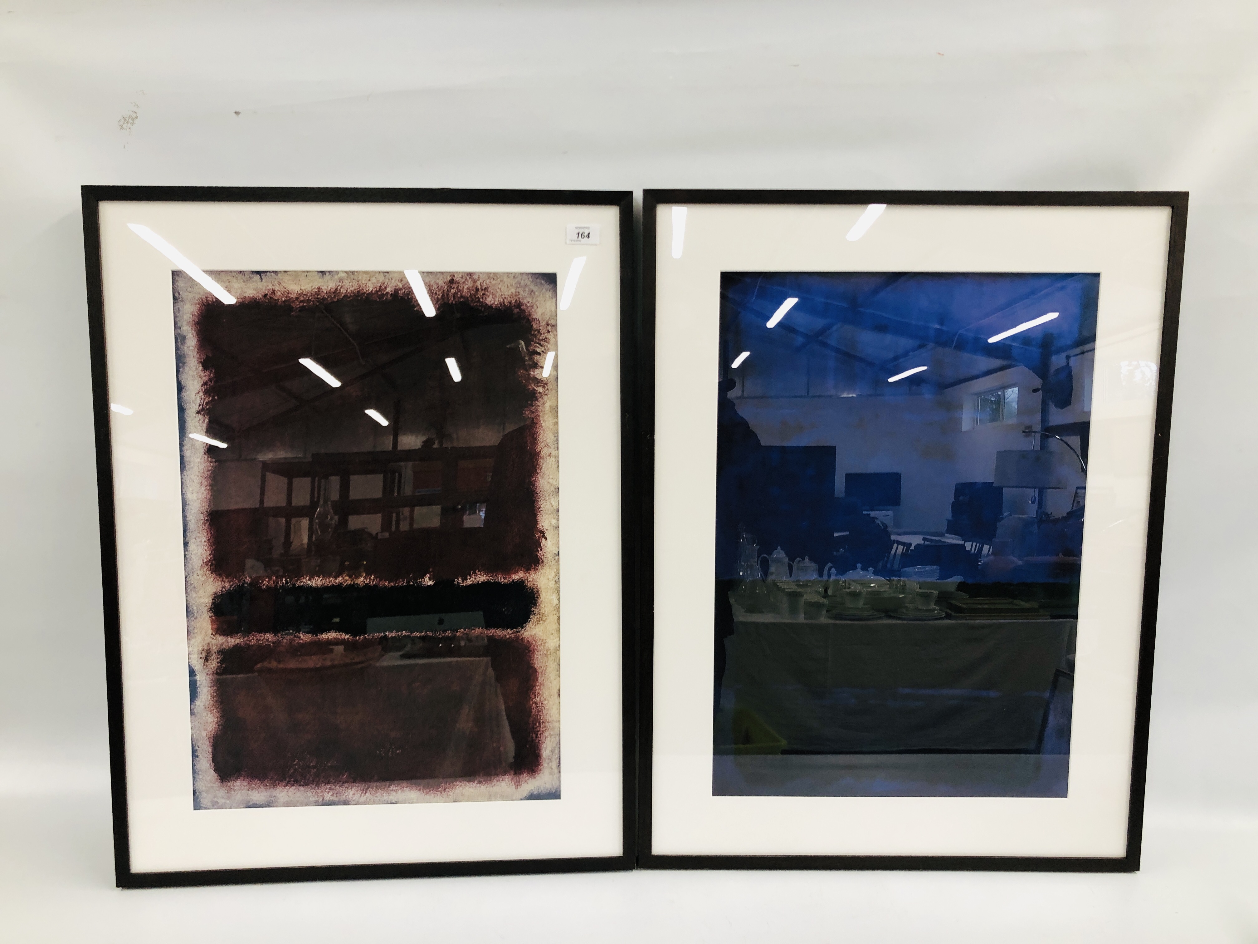 TWO FRAMED AND MOUNTED MARK ROTHKO ABSTRACT PRINTS HEIGHT 82.5CM. WIDTH 62CM.