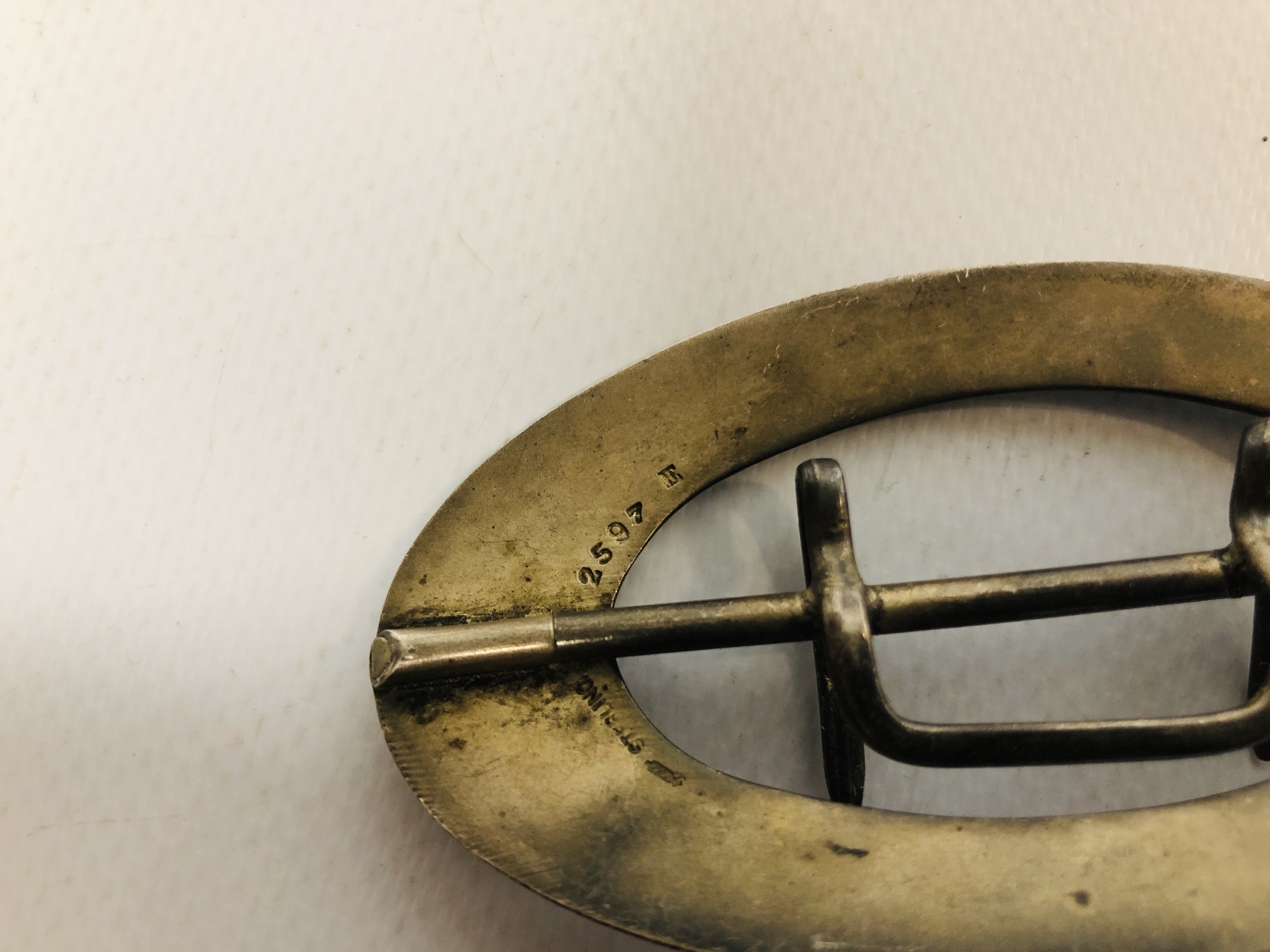 A GROUP OF FOUR SILVER OVAL BUCKLES ONE MARKED STERLING. - Image 5 of 10