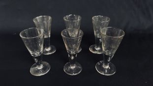 A SET OF SIX C19TH. SHERRY GLASSES HEIGHT 10CM.