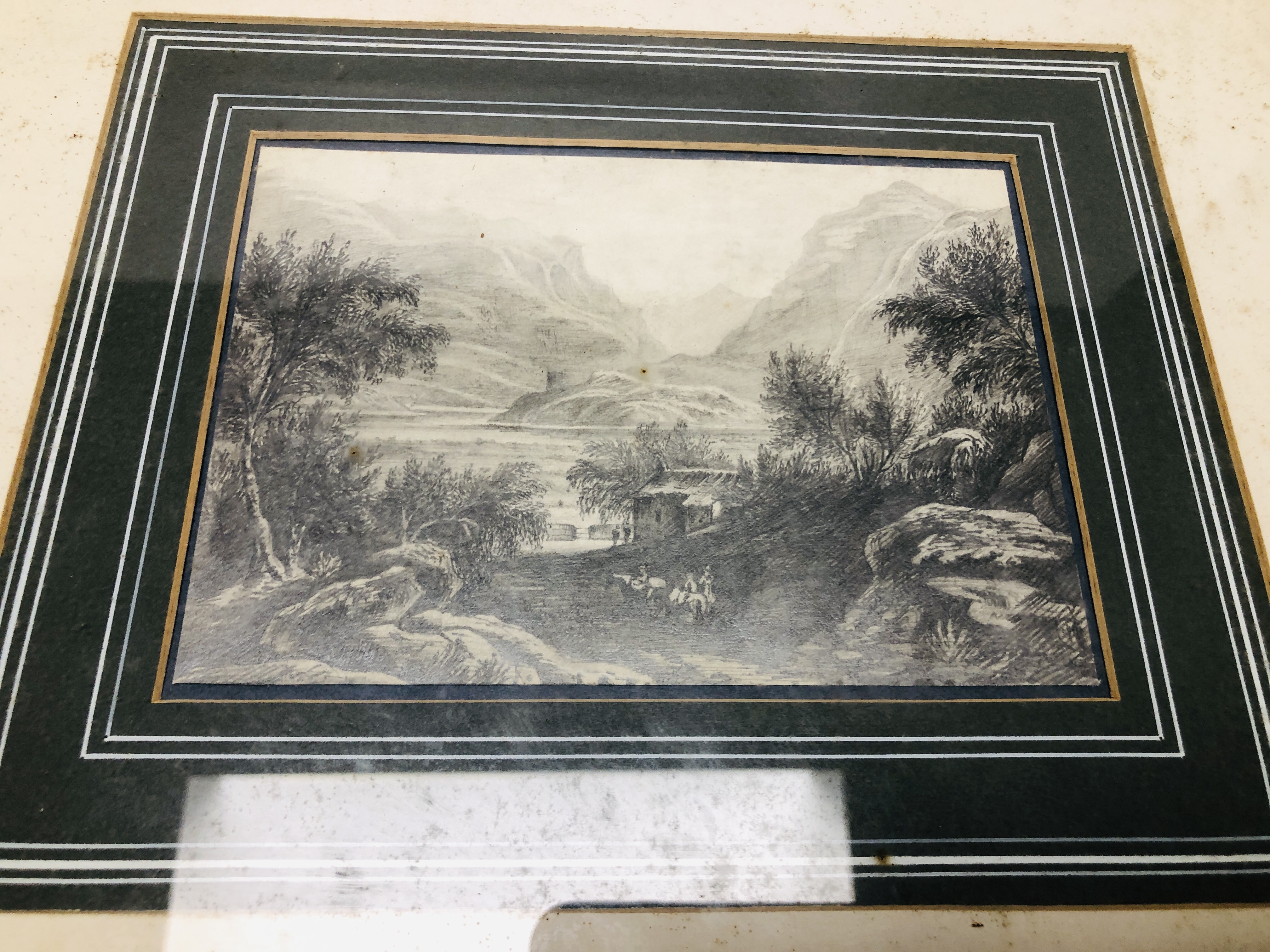 A GROUP OF FOUR VARIOUS PRINTS ALONG WITH A C19TH. DRAWING OF A SHEPHERDESS AND COMPANION SIGNED H. - Image 2 of 13