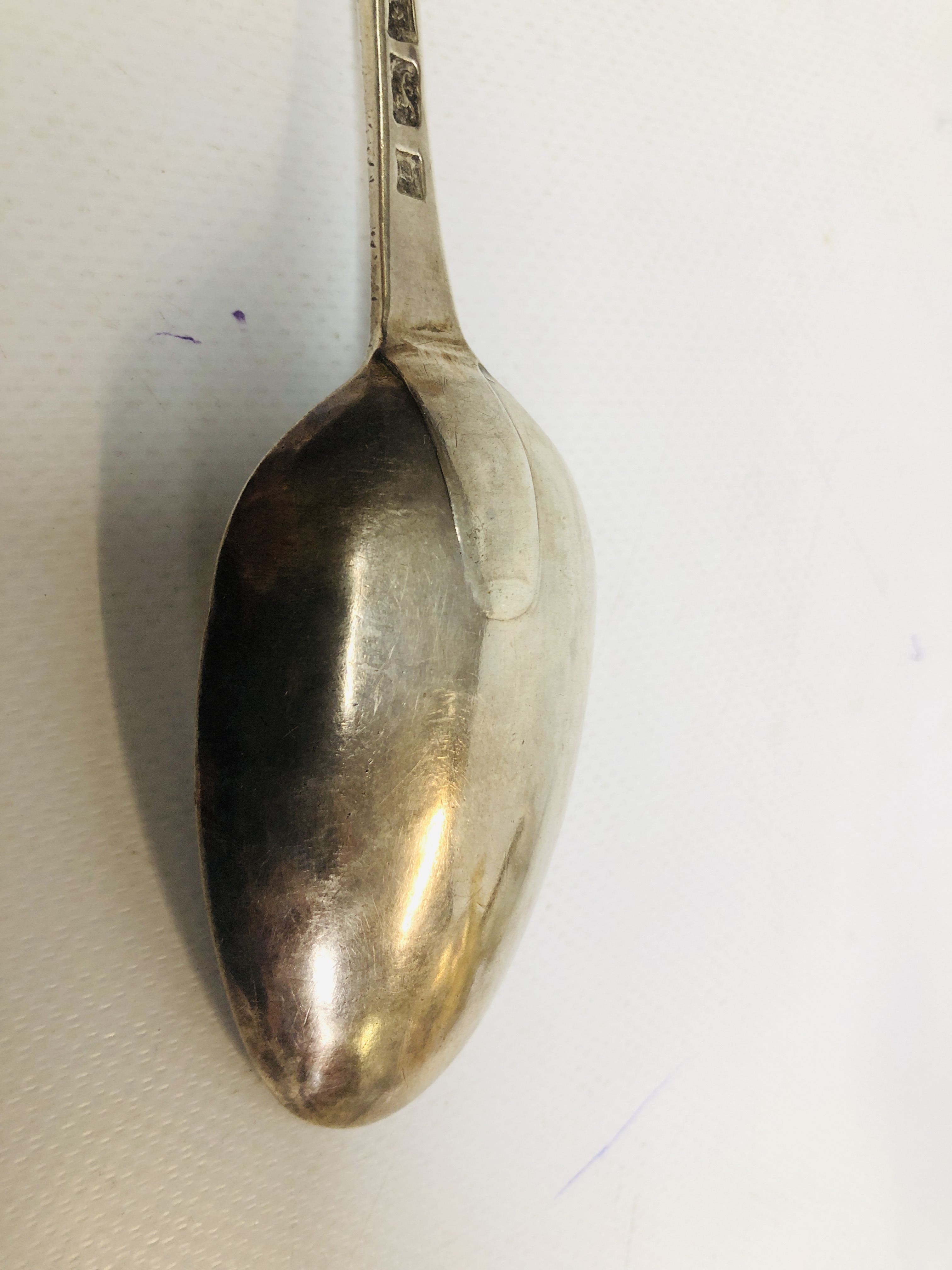 A GEORGE II SILVER OLD ENGLISH PATTERN SERVING SPOON, - Image 5 of 8