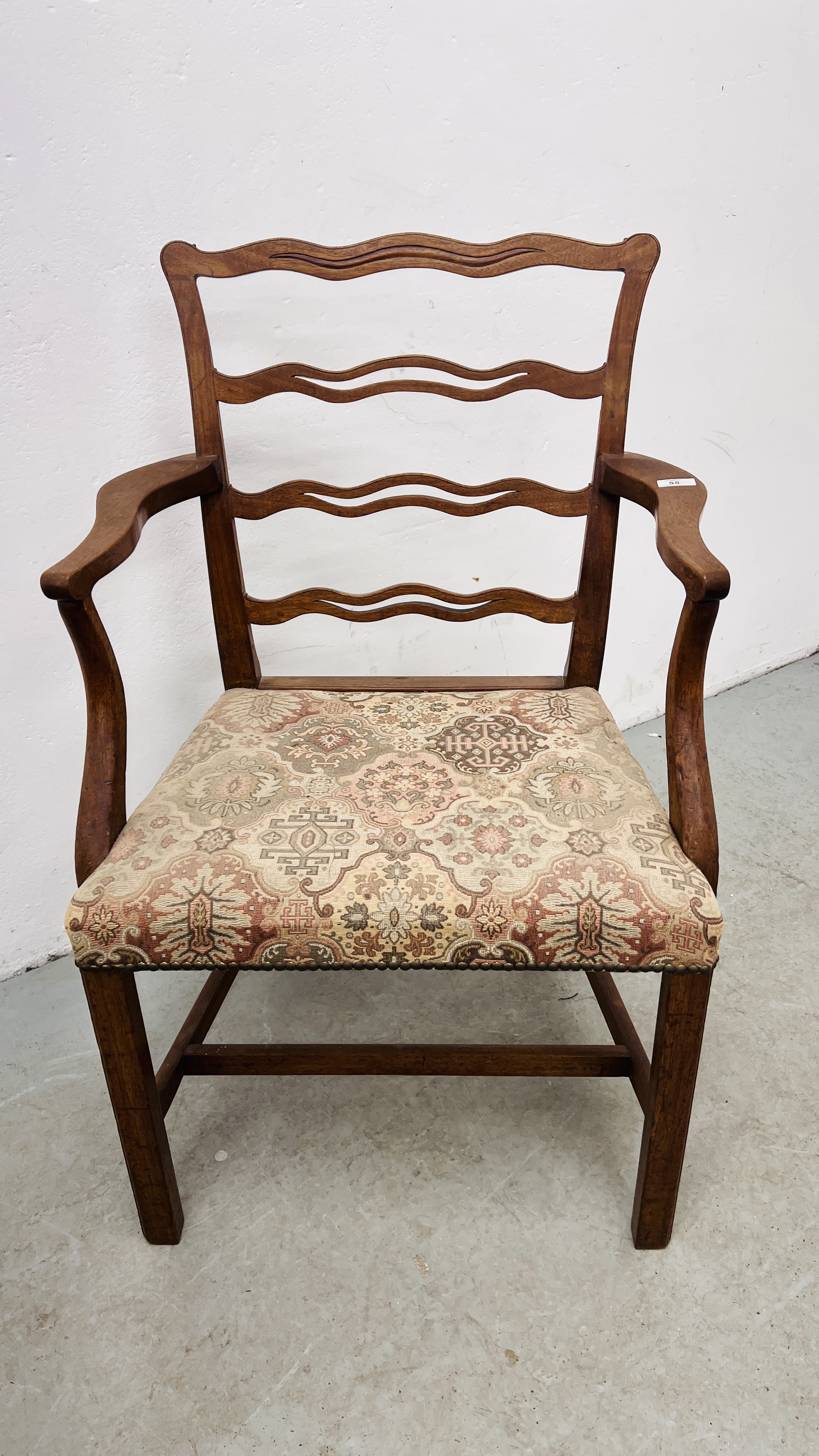 A GEORGE III LADDER BACK OPEN ARM CHAIR - Image 10 of 10