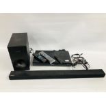 SAMSUNG SOUND BAR WITH SUBWOOFER AND PANASONIC FREEVIEW AND DVD BOX - SOLD AS SEEN