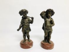 A PAIR OF C19TH BRONZES, EMBLEMATIC OF THE SEASONS,