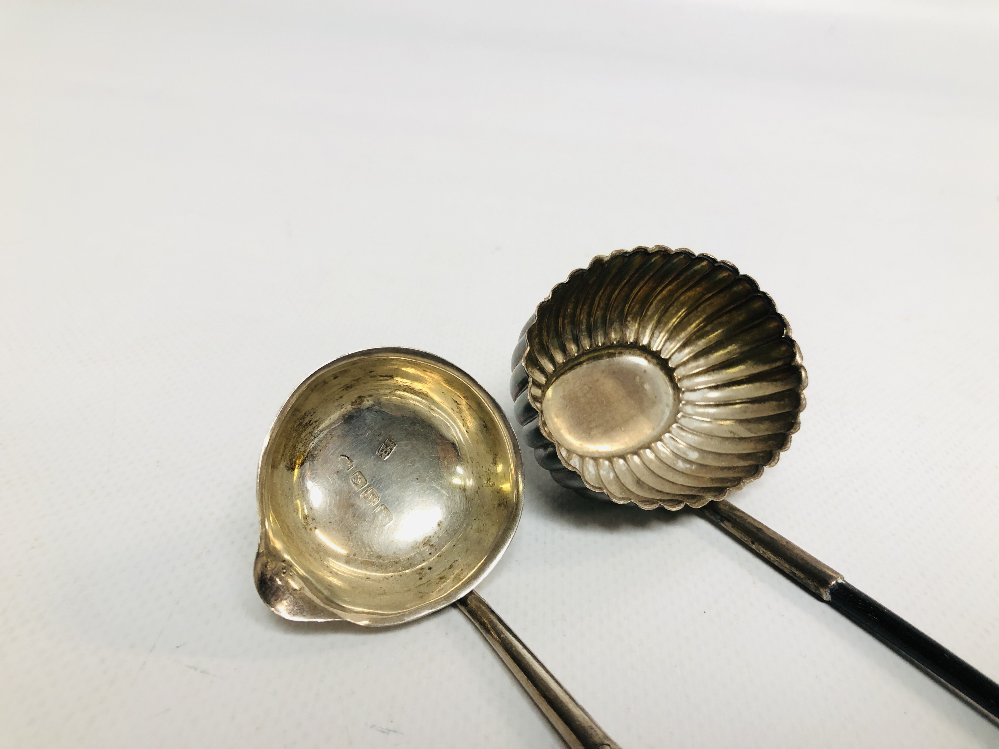 A PUNCH LADLE WITH SILVER BOWL, BIRMINGHAM ASSAY ALONG WITH A TODDY LADLE WITH SILVER BOWL, - Image 3 of 4