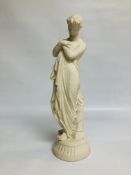A PARIAN FIGURE OF A STANDING LADY HEIGHT 38.5CM.