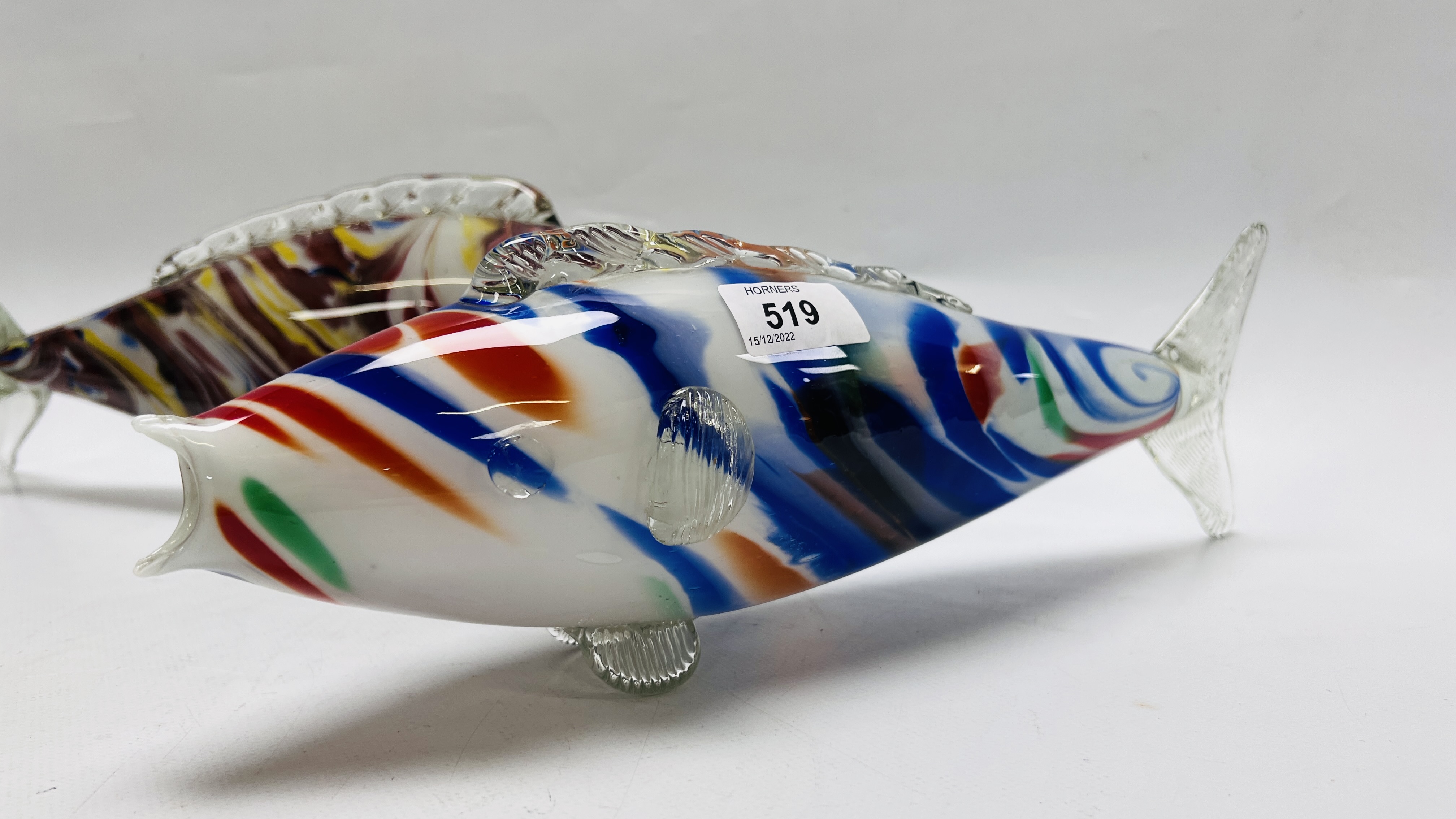 A GROUP OF THREE ART GLASS FISH, LARGEST L 45CM. - Image 3 of 7