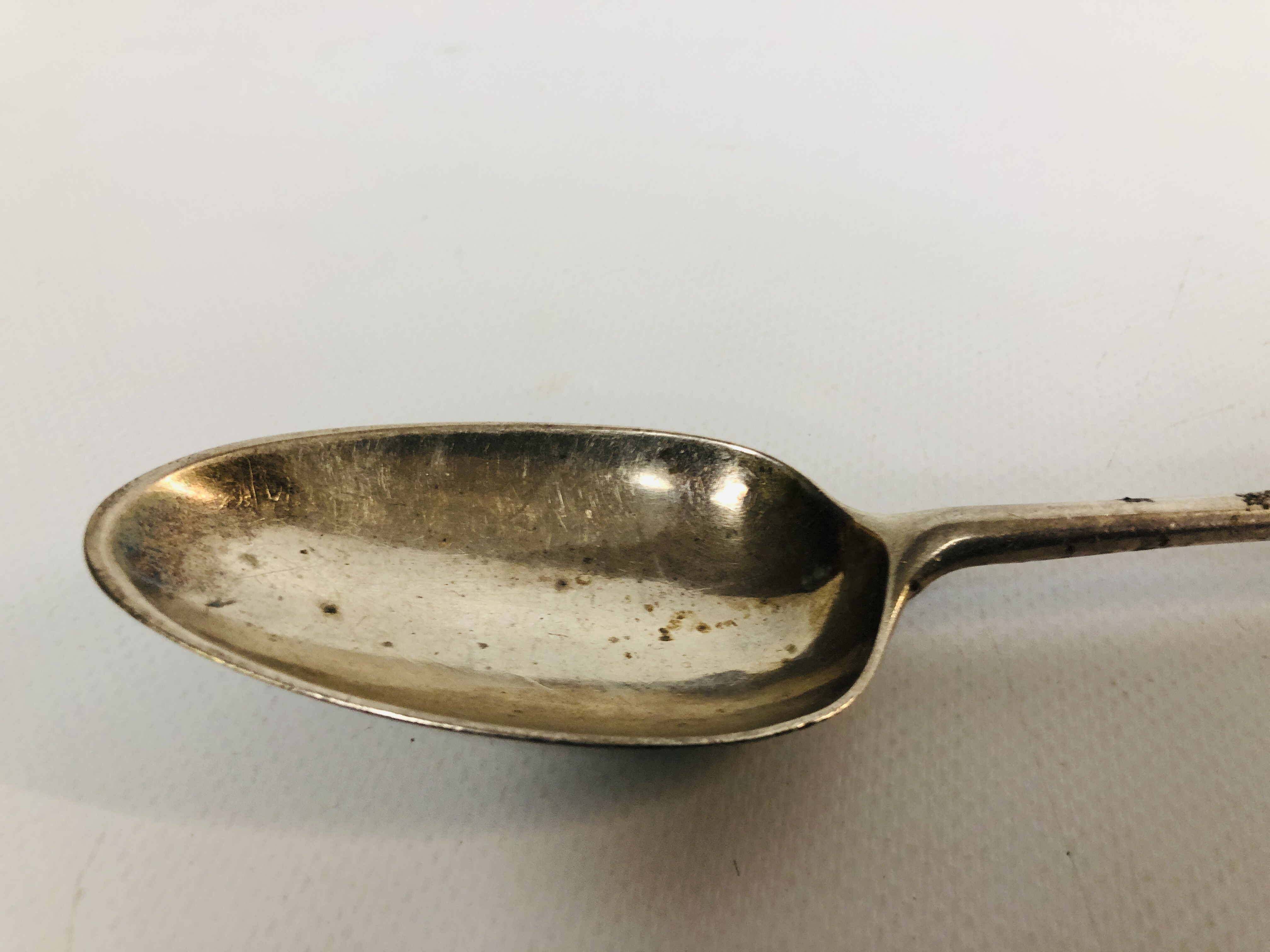 A GEORGE II SILVER OLD ENGLISH PATTERN SERVING SPOON, - Image 3 of 7
