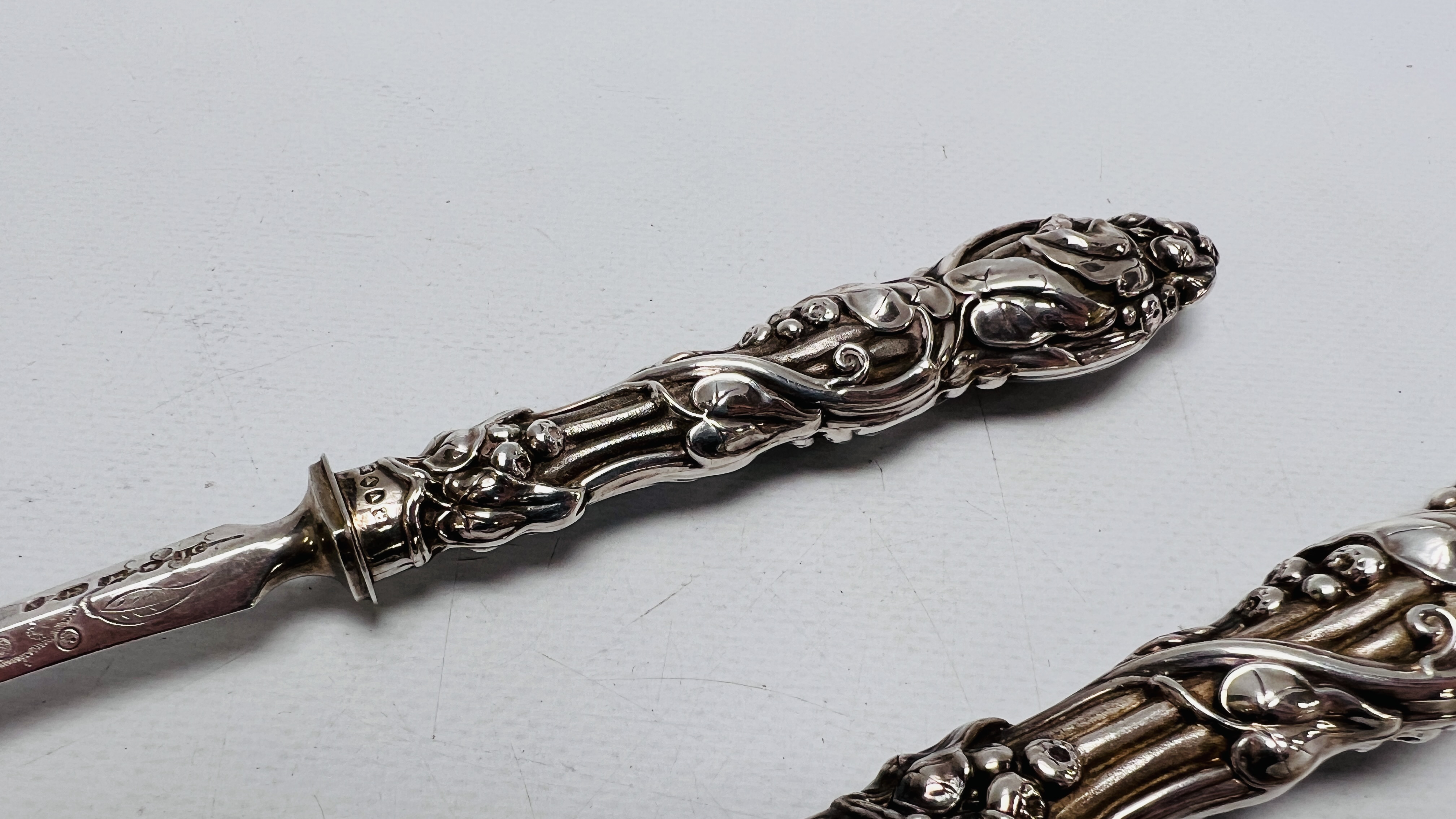 A VICTORIAN SILVER CAKE KNIFE AND FORK, - Image 2 of 10