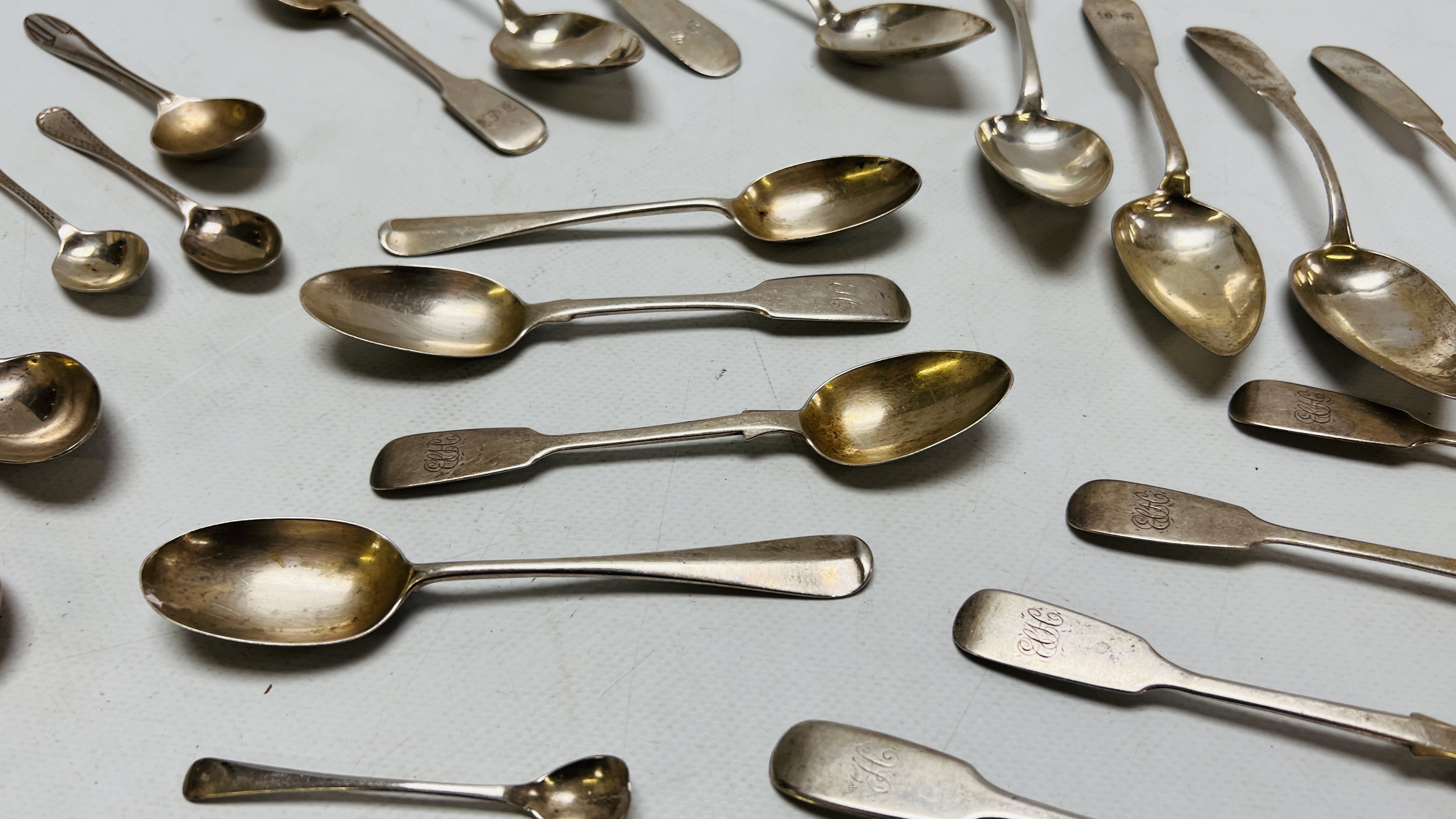 SET OF TEN CONTINENTAL SILVER DESSERT SPOONS, PAIR OF OLD ENGLISH PATTERN TEASPOONS, - Image 3 of 9
