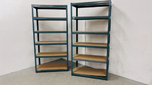 2 X 6 TIER METAL FRAMED SHELVING UNITS