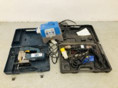 BOSCH GST 2000 110V JIGSAW IN FITTED TRAVEL CASE ALONG WITH ATLAS COPCO SB2-18 110V DRILL IN TRAVEL