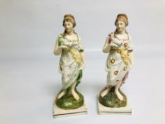 A PAIR OF PEARLWARE FIGURES, EMBLEMATIC OF PEACE, HEIGHT 27CM.