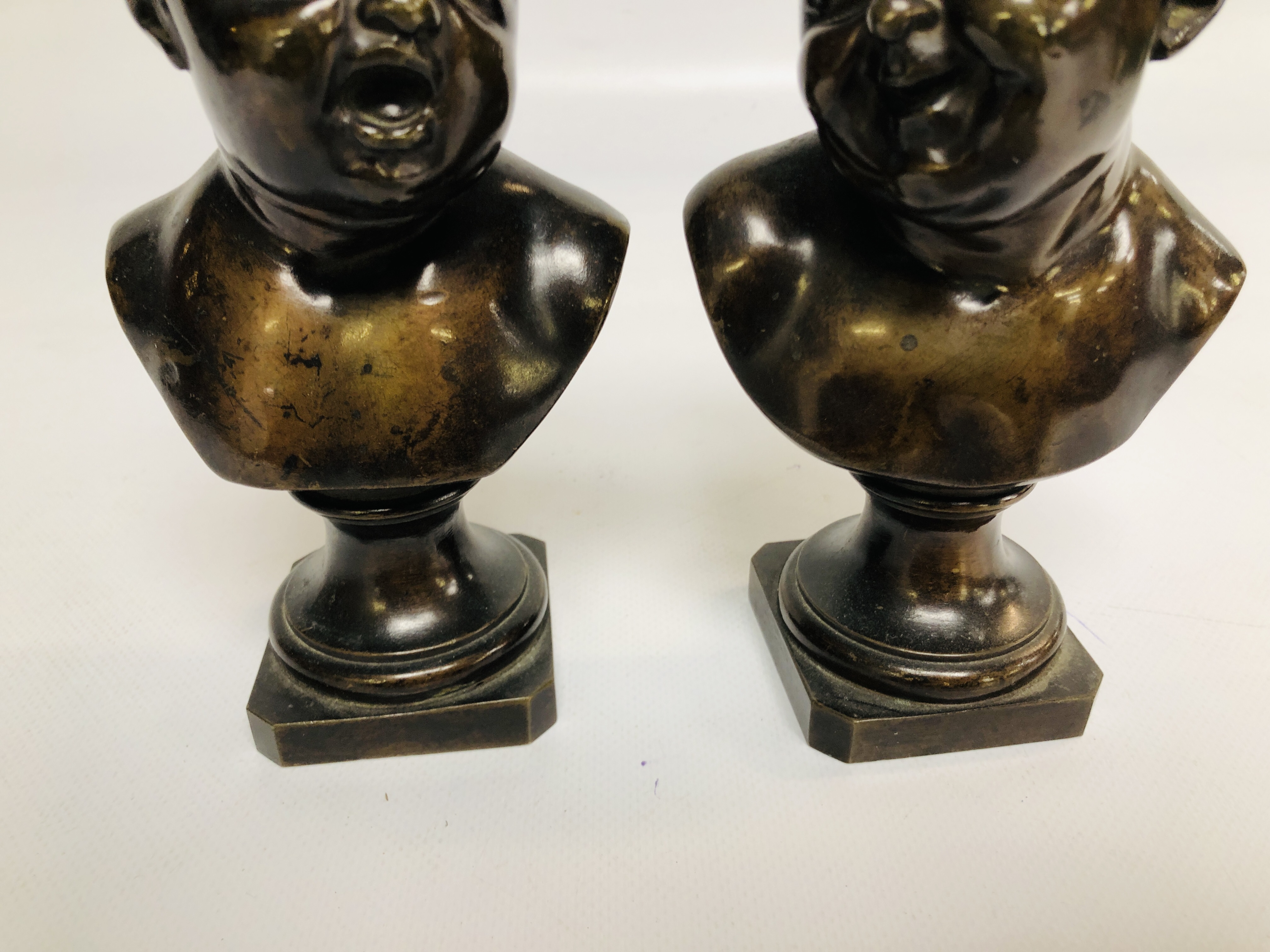 A PAIR OF BRONZE BUSTS OF CHILDREN, SIGNED CHARDIGNY HEIGHT 19CM. - Image 3 of 6