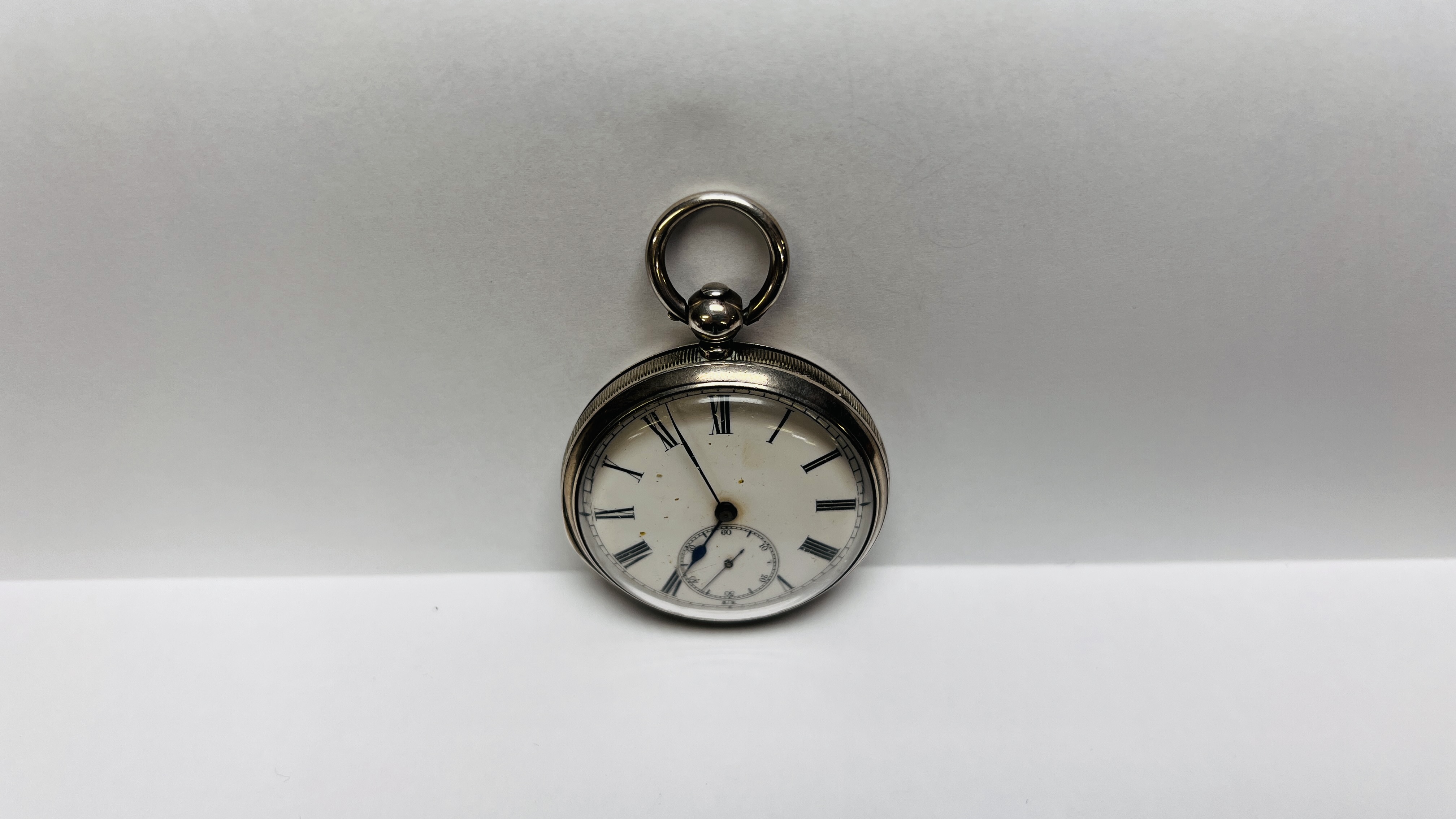 VINTAGE SILVER CASED POCKET WATCH MARKED 900 WITH ENAMELLED DIAL - Image 2 of 8