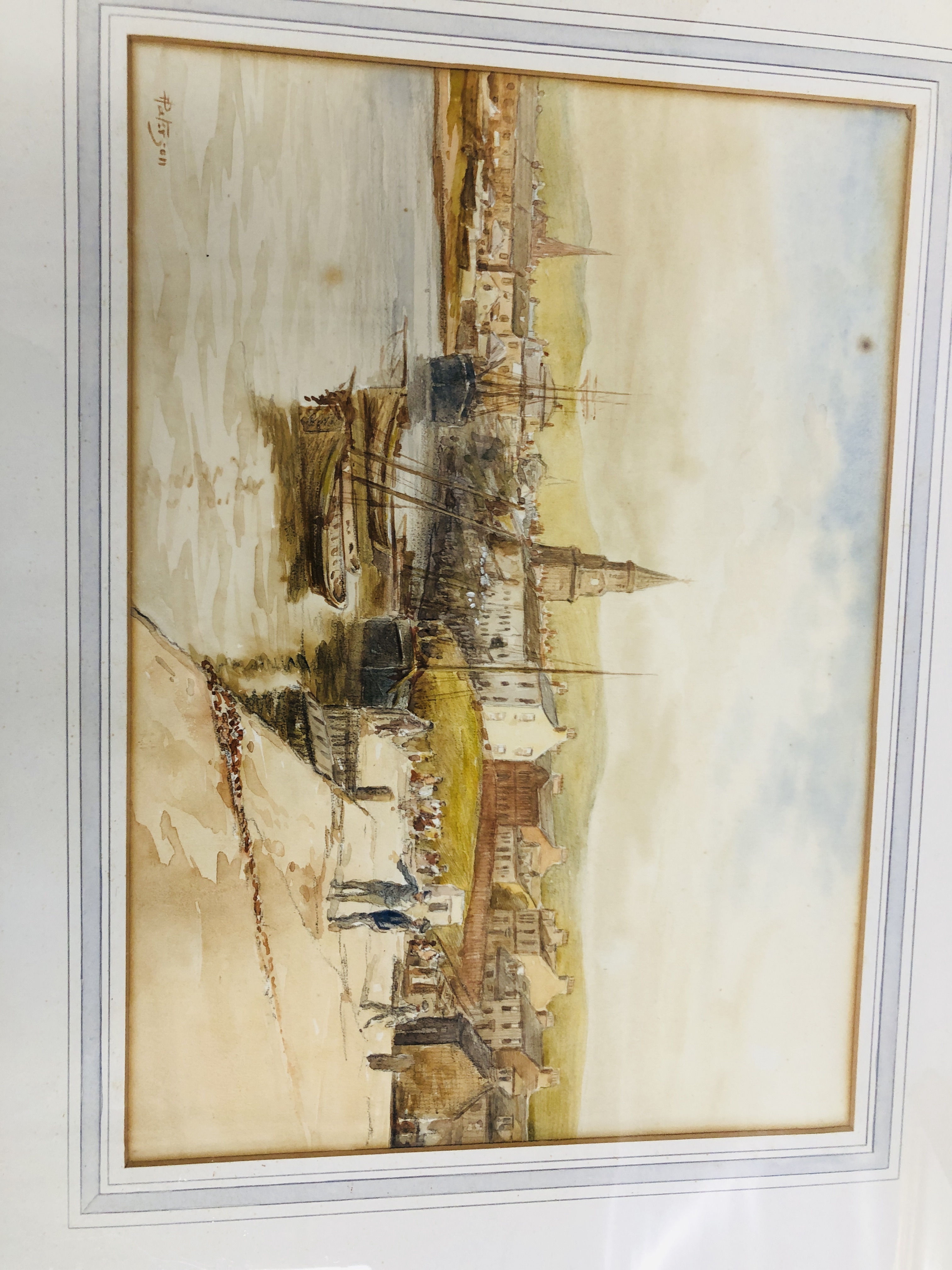 THREE FRAMED WATERCOLOURS BEARING SIGNATURE PETERSON - HARBOUR SCENE, - Image 6 of 11