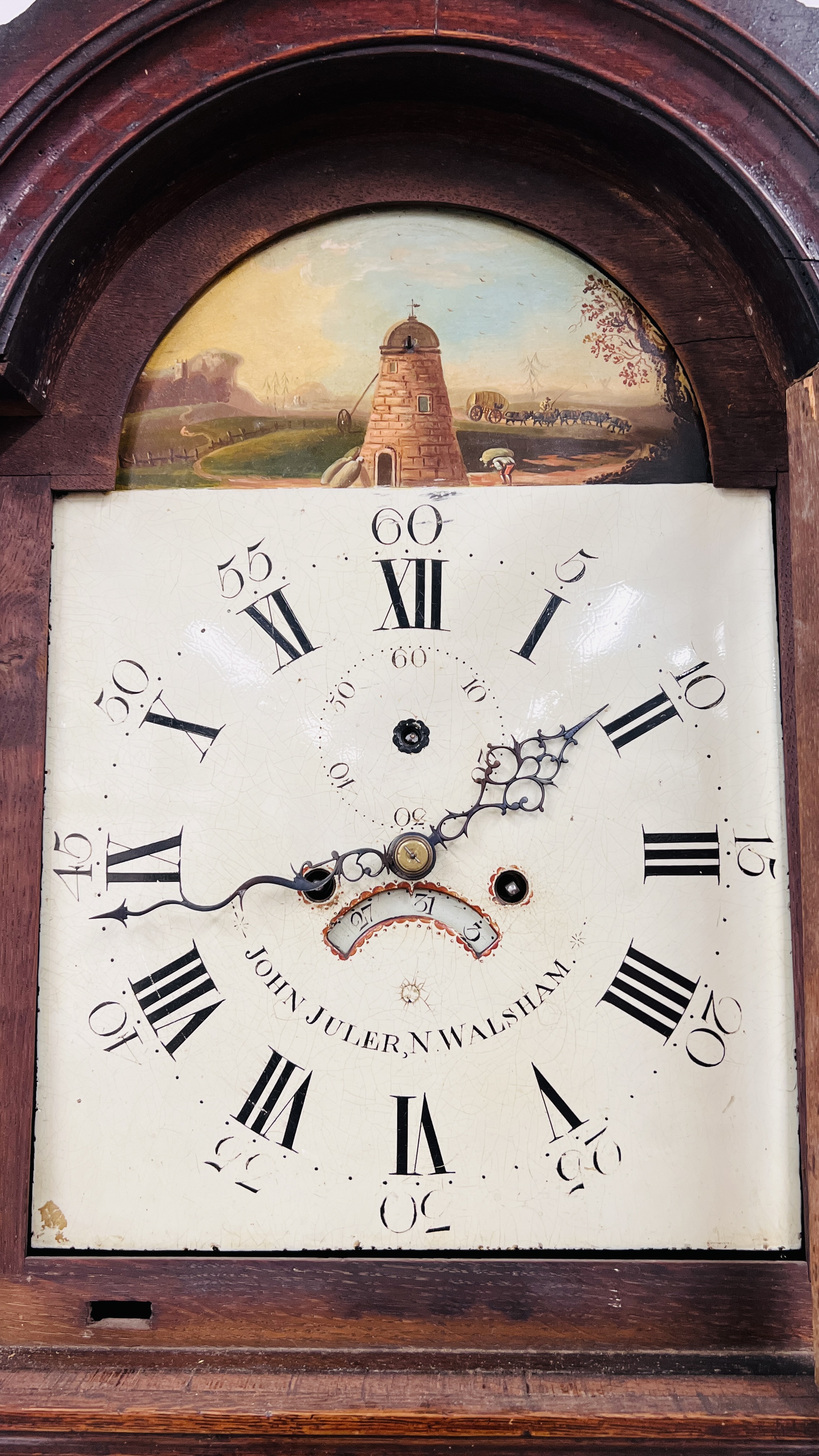 A GEORGE III OAK 30 HOUR ARCH DIAL LONG CASE CLOCK, - Image 14 of 20