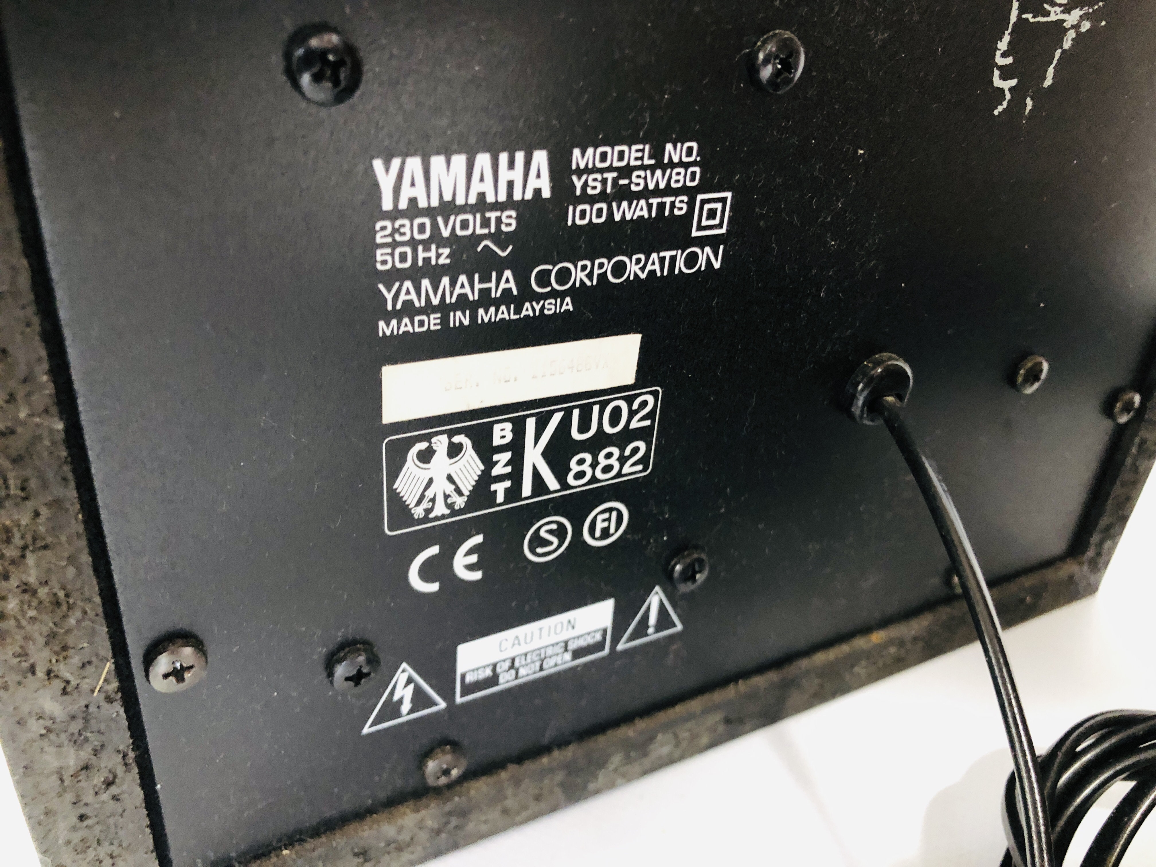 YAMAHA ACTIVE SERVO PROCESSING SUBWOOFER SYSTEM XST-SW80 ALONG WITH A PAIR OF FLOOR STANDING TIB - Image 7 of 8