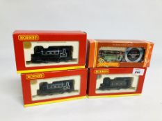 FOUR BOXED HORNBY 00 GAUGE LOCOMOTIVES TO INCLUDE R2361 INDUSTRIAL LOCOMOTIVE, GWR 101 LOCOMOTIVE,