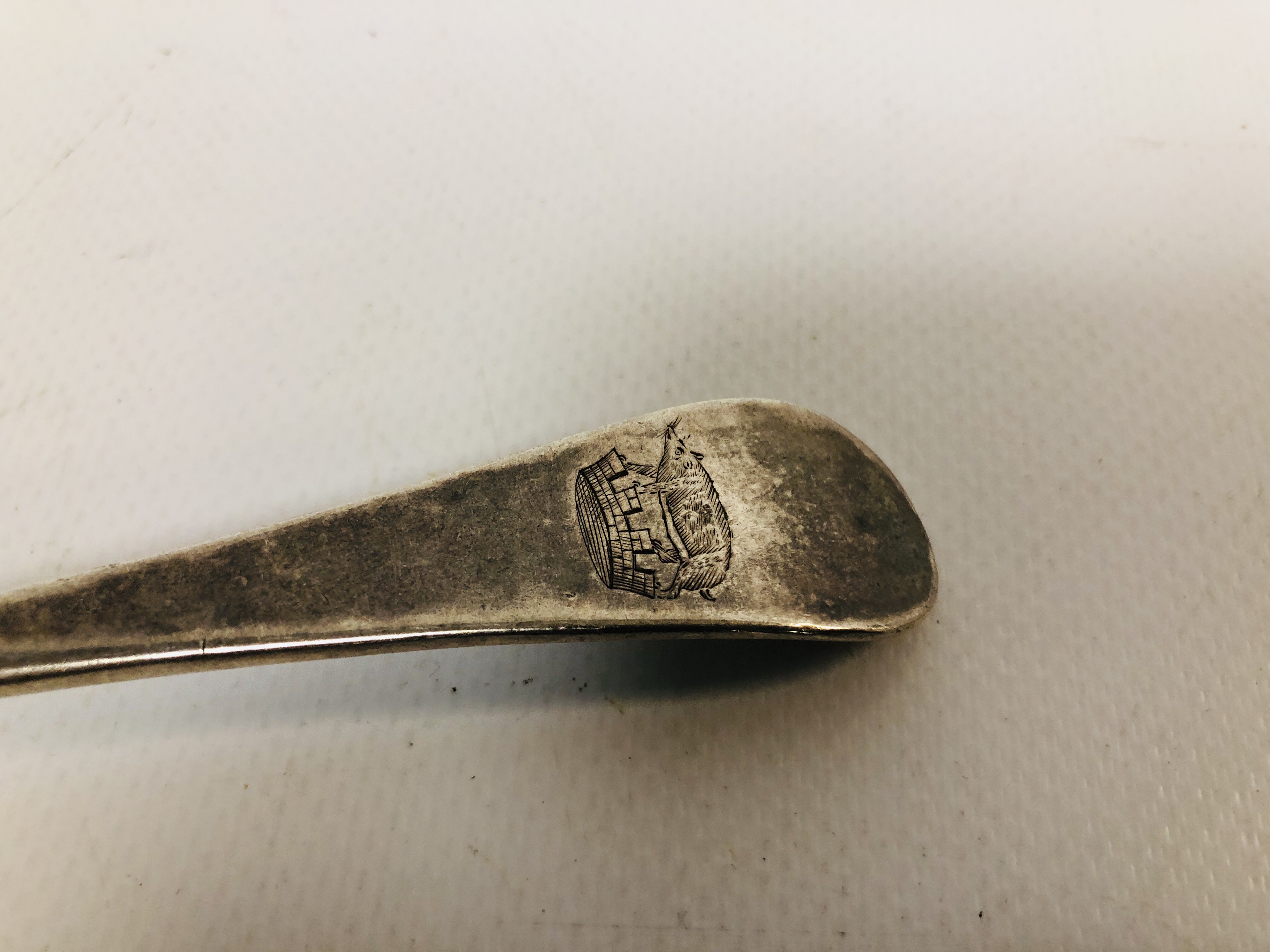 A GEORGE II SILVER OLD ENGLISH PATTERN SERVING SPOON, - Image 2 of 7
