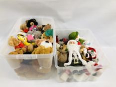 TWO BOXES OF ASSORTED SOFT TOYS TO INCLUDE "ME TO YOU" COLLECTORS TEDDY BEARS,