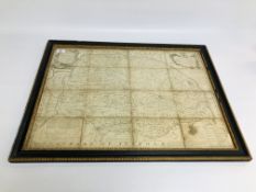 A BOWEN MAP OF NORFOLK IN HOGARTH FRAME, 54 X 73CM (FOXED).