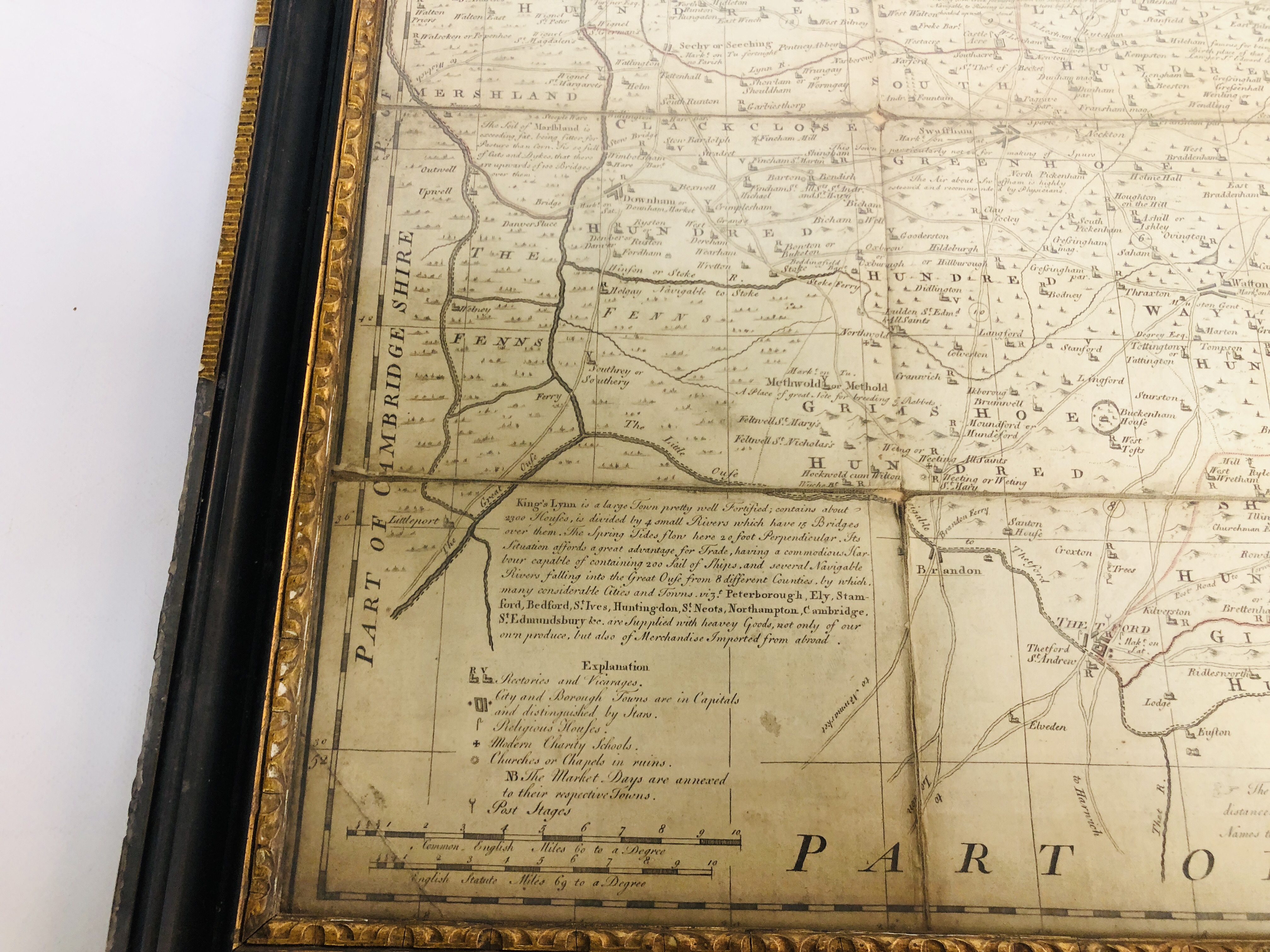 A BOWEN MAP OF NORFOLK IN HOGARTH FRAME, 54 X 73CM (FOXED). - Image 3 of 10