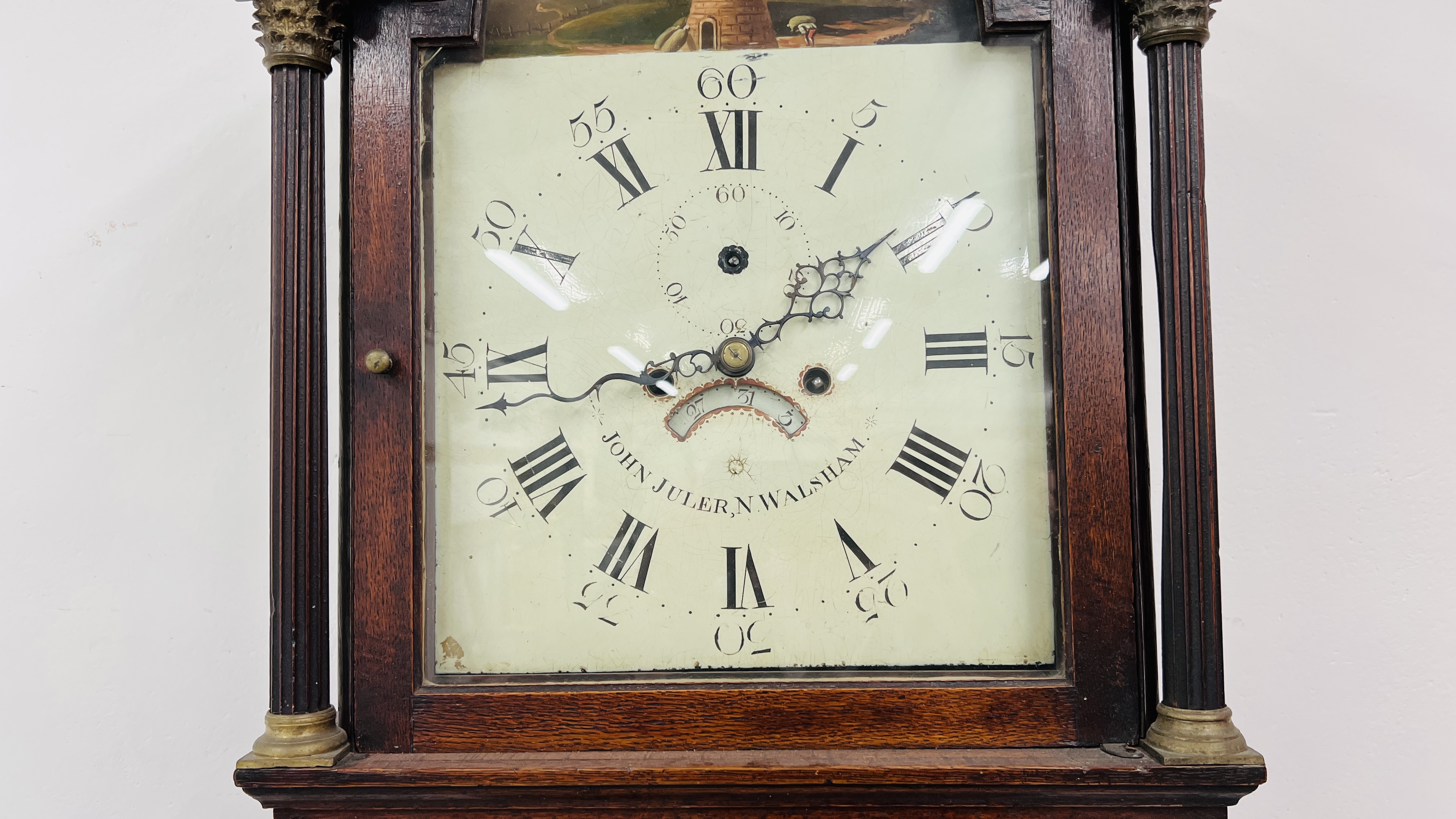 A GEORGE III OAK 30 HOUR ARCH DIAL LONG CASE CLOCK, - Image 7 of 20
