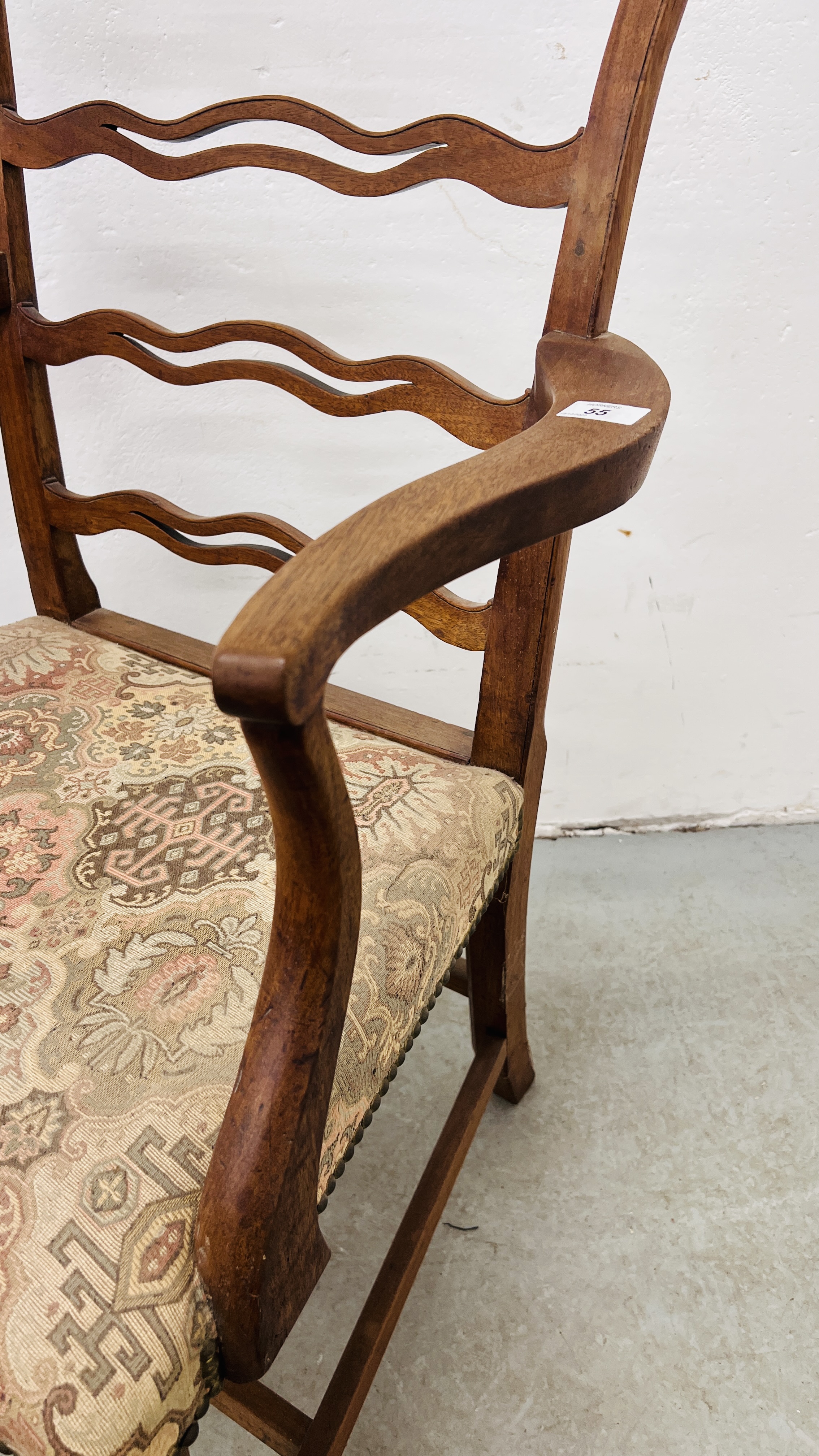 A GEORGE III LADDER BACK OPEN ARM CHAIR - Image 4 of 10