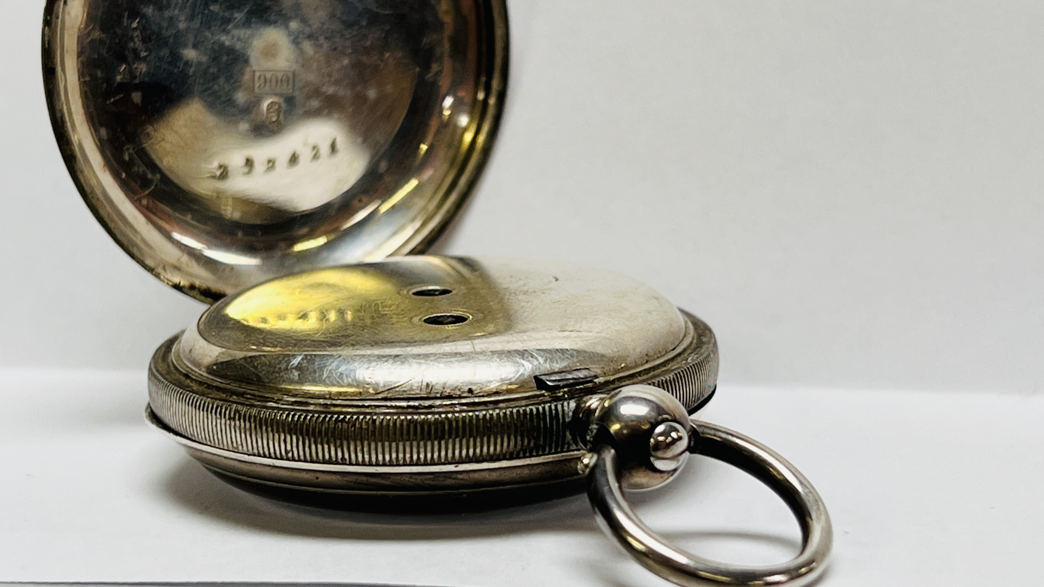 VINTAGE SILVER CASED POCKET WATCH MARKED 900 WITH ENAMELLED DIAL - Image 8 of 8