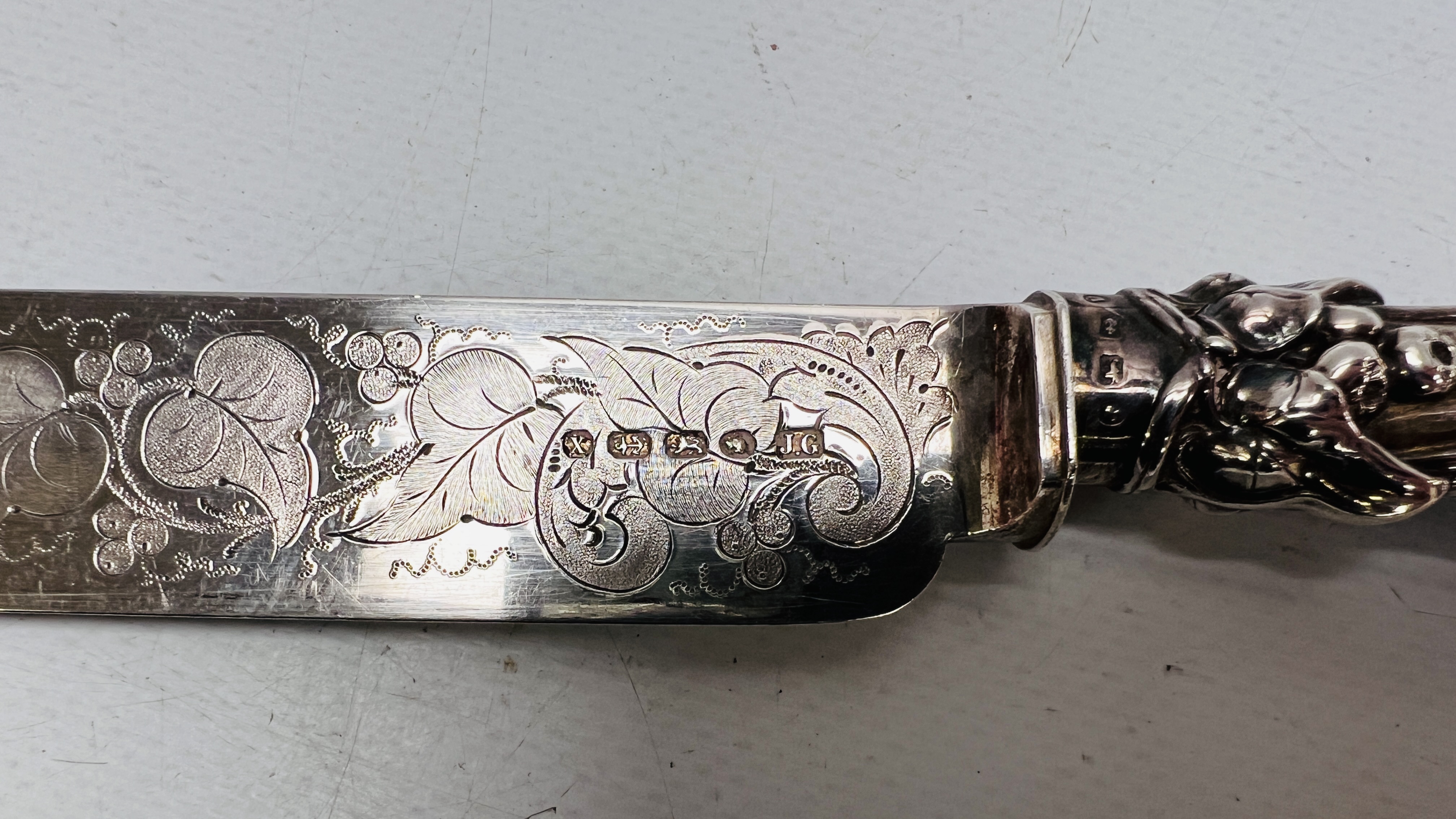 A VICTORIAN SILVER CAKE KNIFE AND FORK, - Image 10 of 10