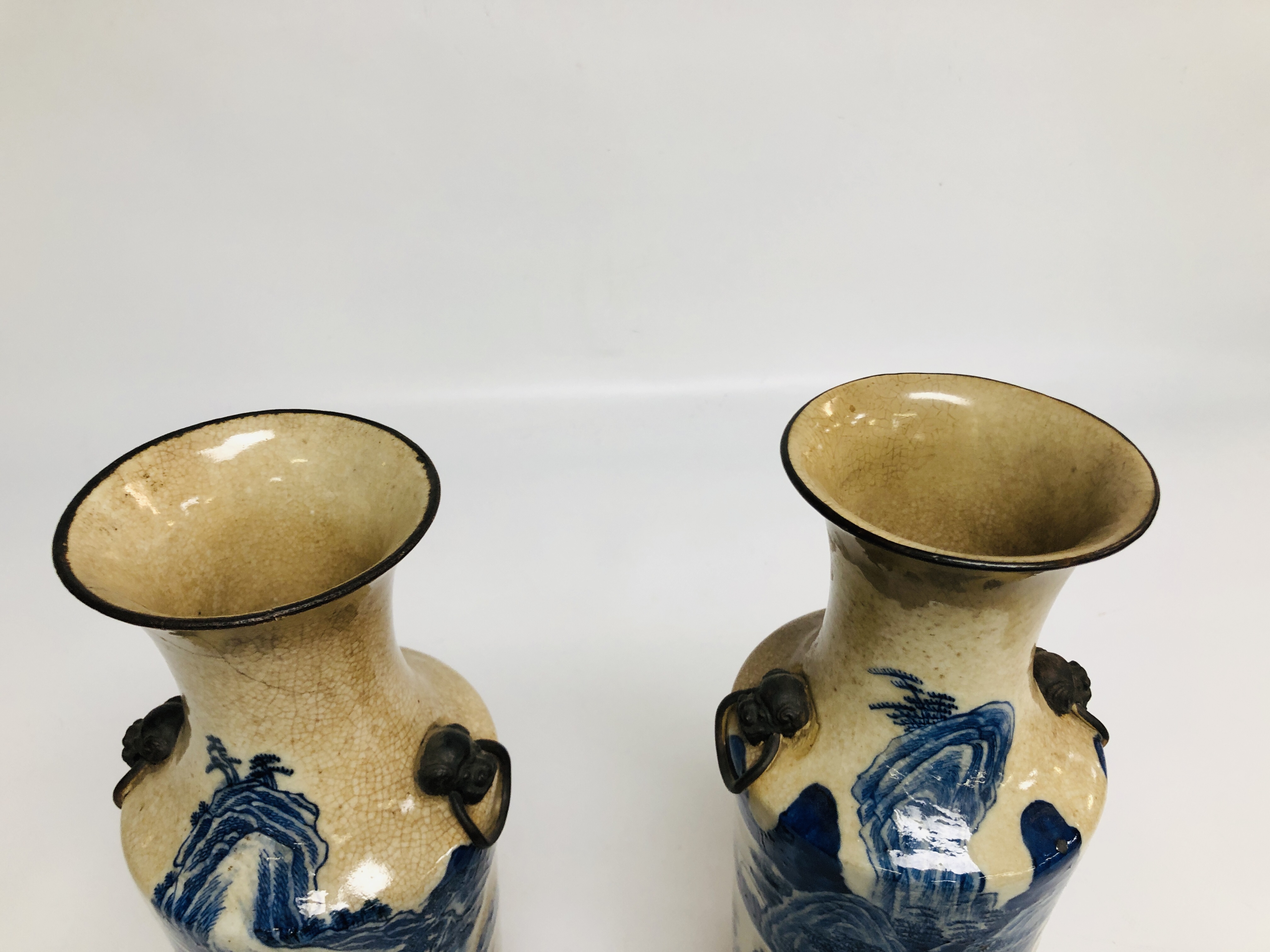 A PAIR OF CHINESE BLUE AND WHITE VASES OF SHOULDERED CYLINDRICAL FORM, - Image 2 of 12
