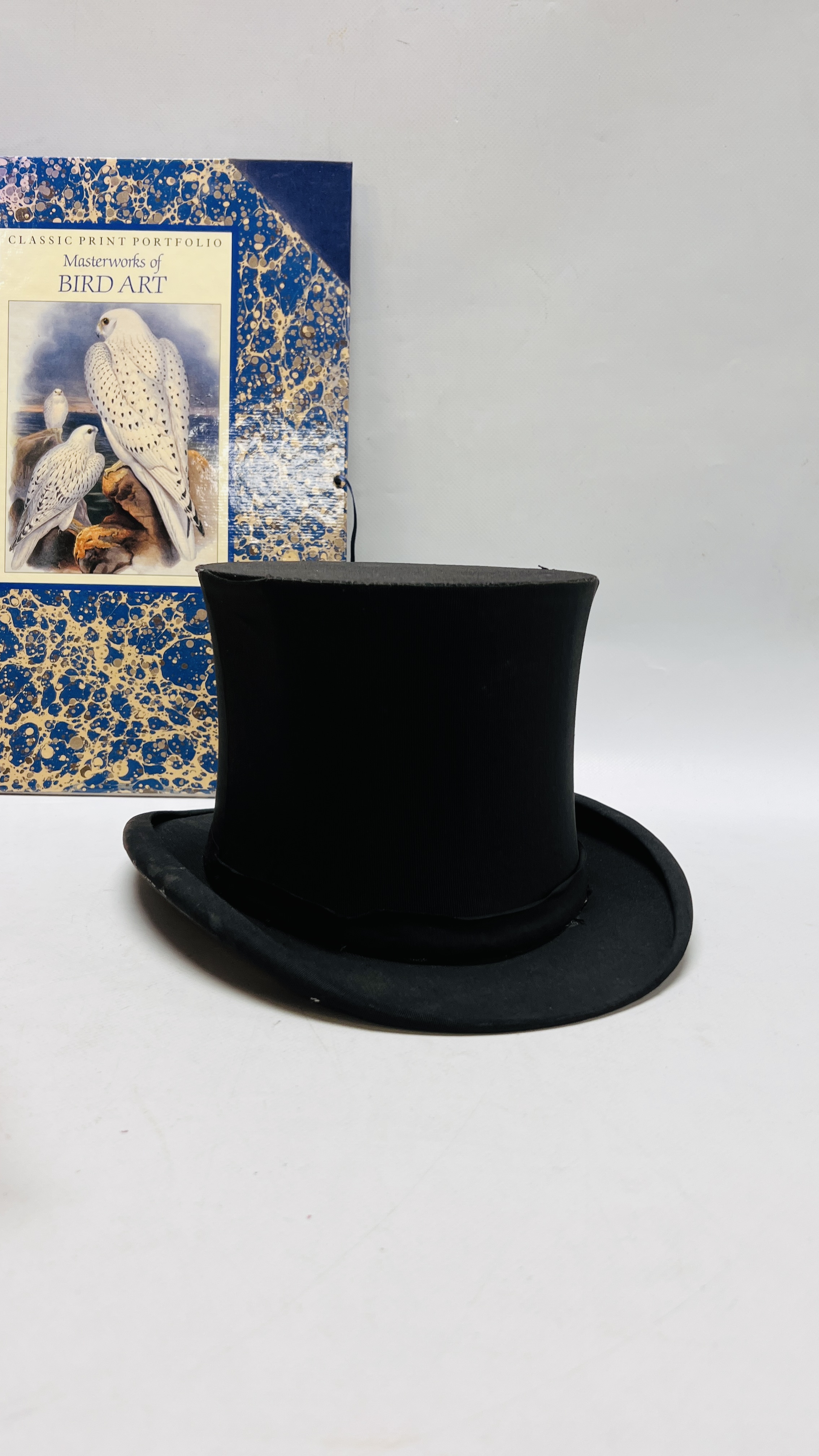 BOX OF COLLECTIBLES TO INCLUDE A VINTAGE GENTS TOP HAT "SCOTT & CO LONDON SILK SCARF AND NECK TIE, - Image 2 of 11