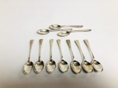 SET OF SIX SILVER TEASPOONS, ENGRAVED WITH CROSSED GOLF STICKS AND BALL,