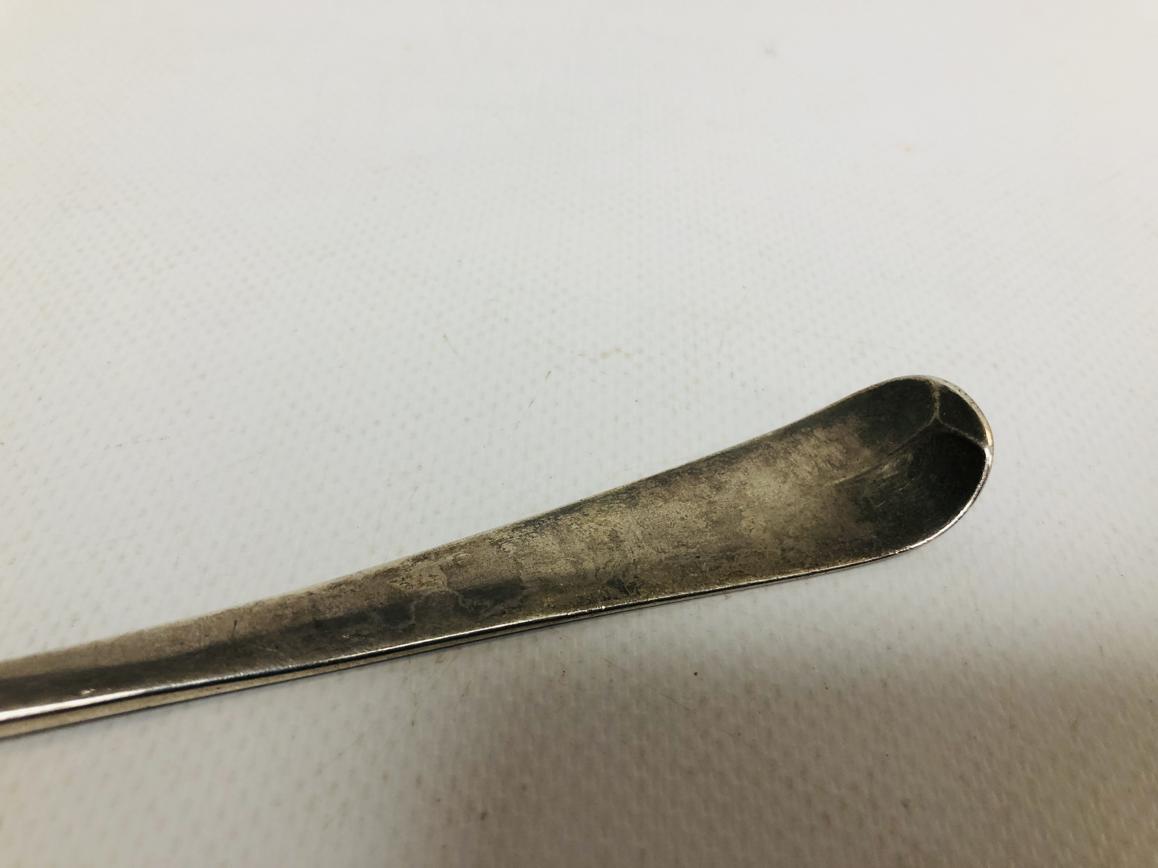 A GEORGE II SILVER OLD ENGLISH PATTERN SERVING SPOON, - Image 7 of 8