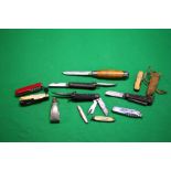 A COLLECTION OF 10 POCKET KNIVES TO INCLUDE 1 XL GEORGE WOSTENHOLM SHEFFIELD,