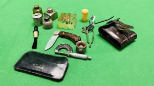 COLLECTION OF SPORTING RELATED COLLECTIBLES TO INCLUDE LEATHER RIFLE AMO CASE, No.