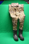 A PAIR OF PROLOGIC STEEL SHANKED NEOPRENE SIZE 46/47 REAL TREE MOSS 5 CHEST WADERS