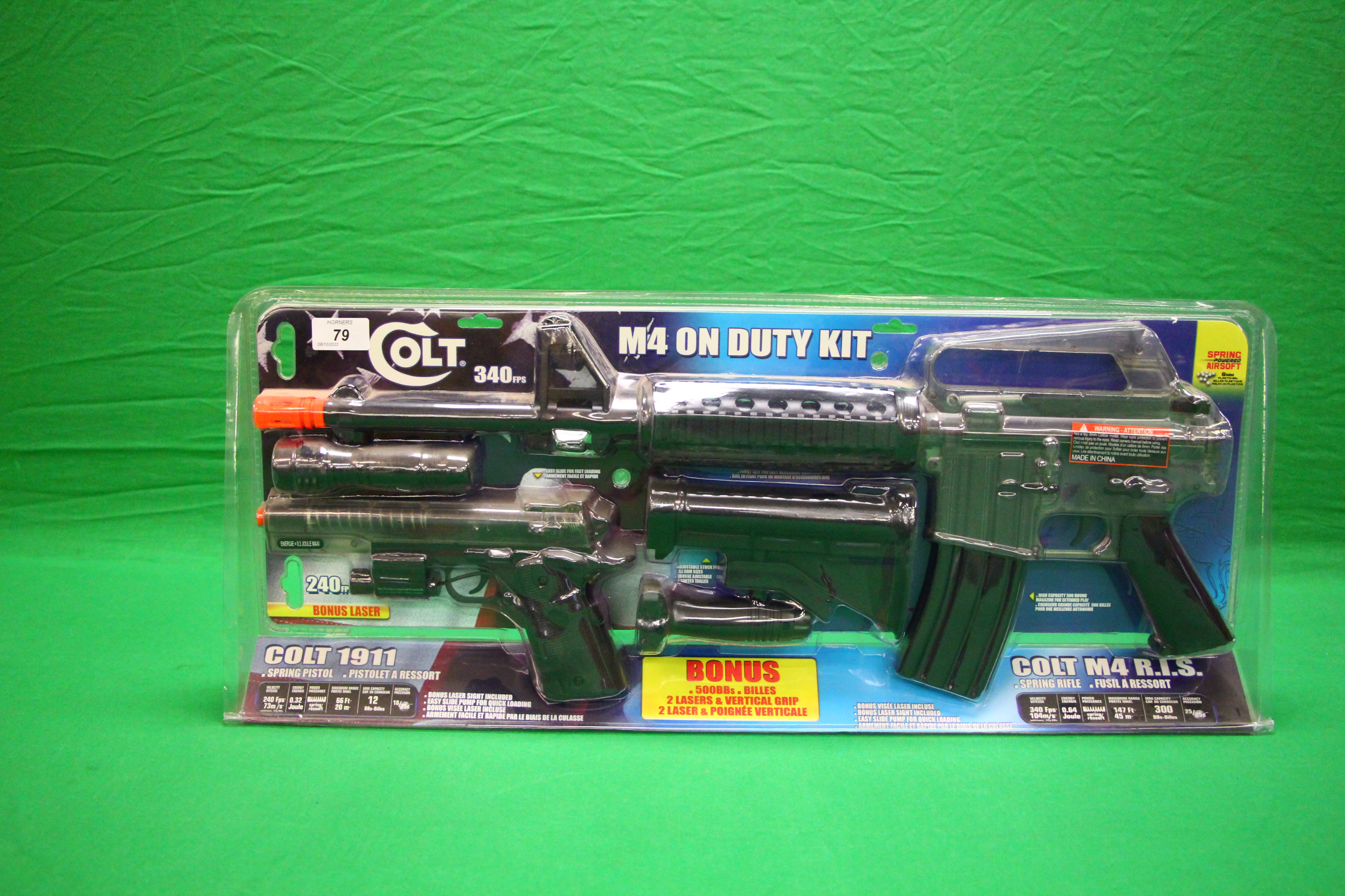 A COLT ON DUTY M4 SPRING POWERED AIR SOFT GUN BOXED AS NEW - (ALL GUNS TO BE INSPECTED AND SERVICED