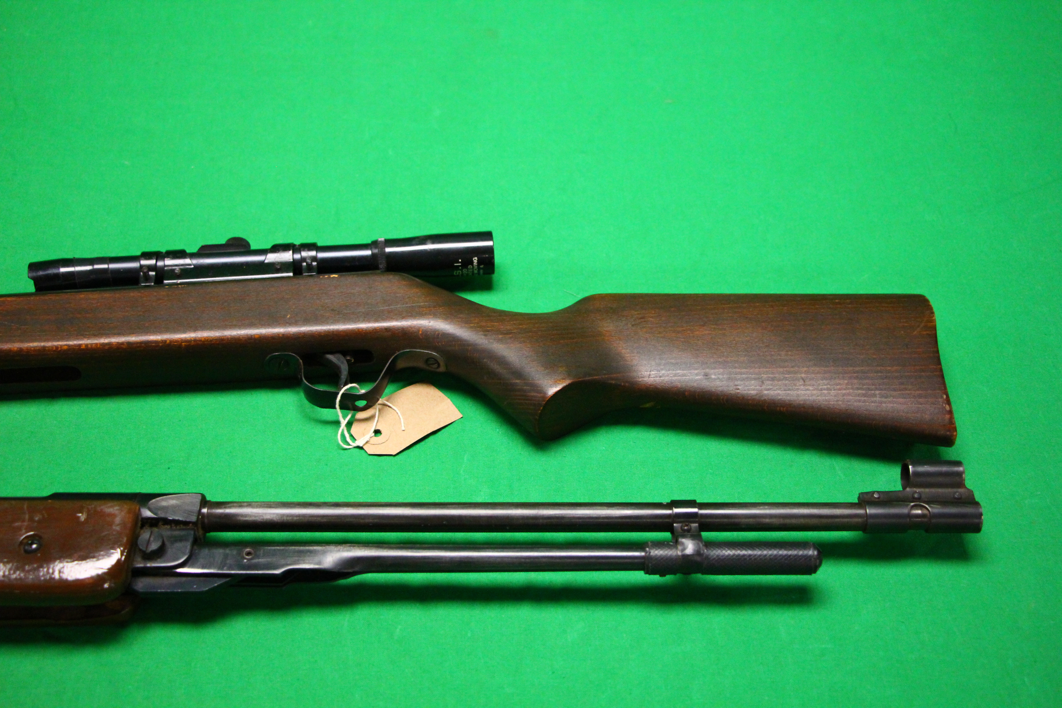 TWO VINTAGE AIR RIFLES TO INCLUDE .22 SNOW PEAK UNDERLEVER AND A HUNGARIAN . - Image 8 of 9