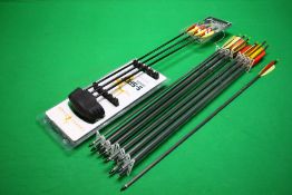 A COLLECTION OF ARCHERY ARROWS AND ACCESSORIES TO INCLUDE EK CARBON FIBRE,